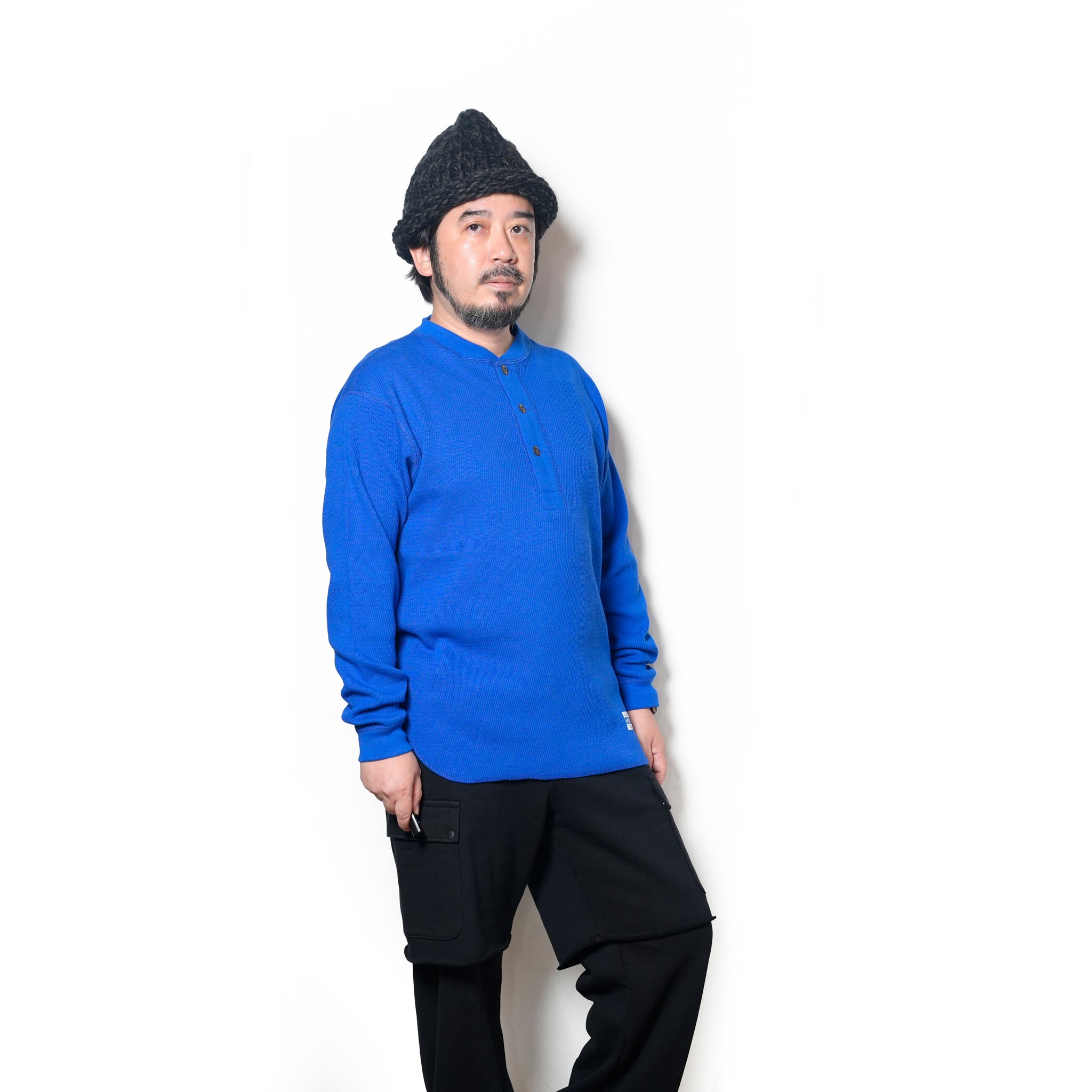 Honeycomb Henley LS Tee | Color_Ecru / Black / Orange / Blue | No_am-2553007【ARMY TWILL_アーミーツイル】