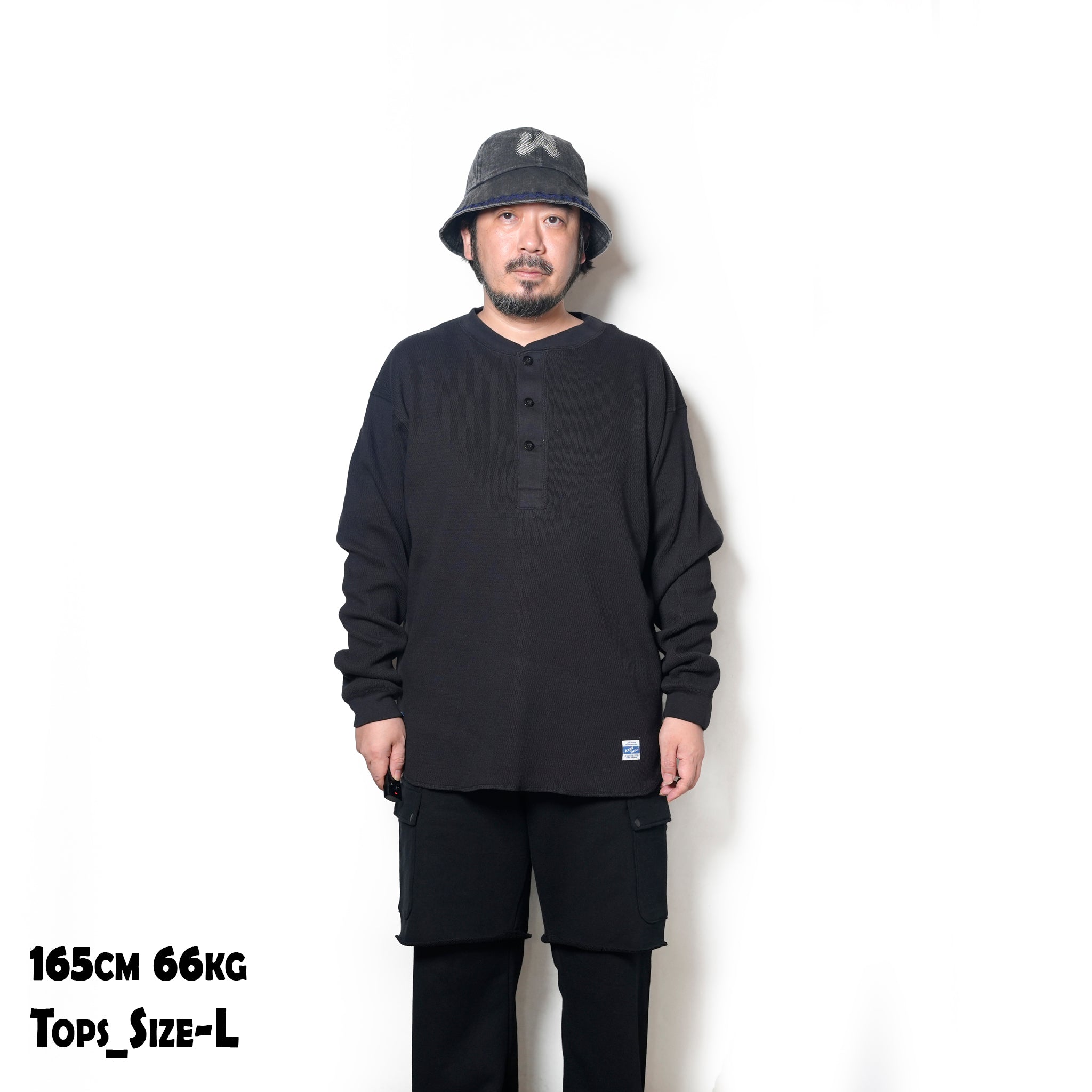 Honeycomb Henley LS Tee | Color_Ecru / Black / Orange / Blue | No_am-2553007【ARMY TWILL_アーミーツイル】