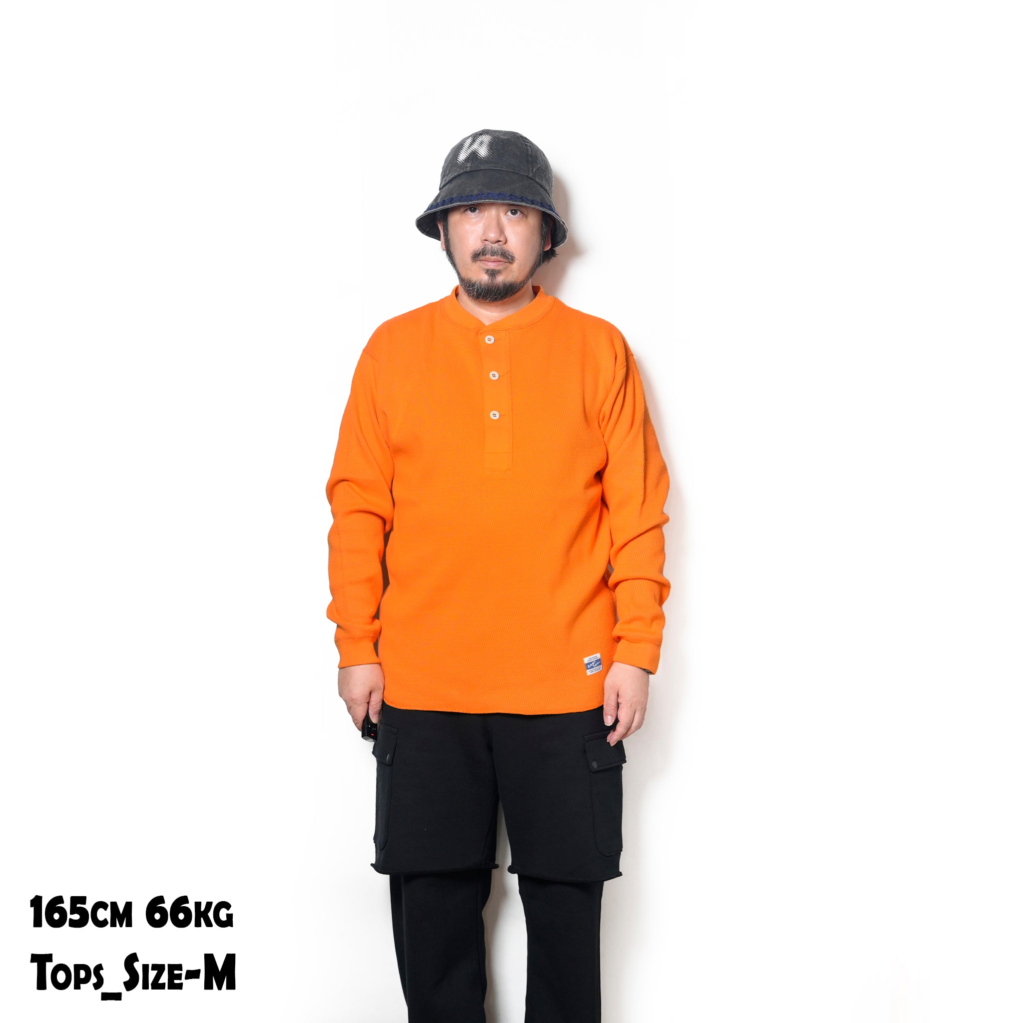 Honeycomb Henley LS Tee | Color_Ecru / Black / Orange / Blue | No_am-2553007【ARMY TWILL_アーミーツイル】