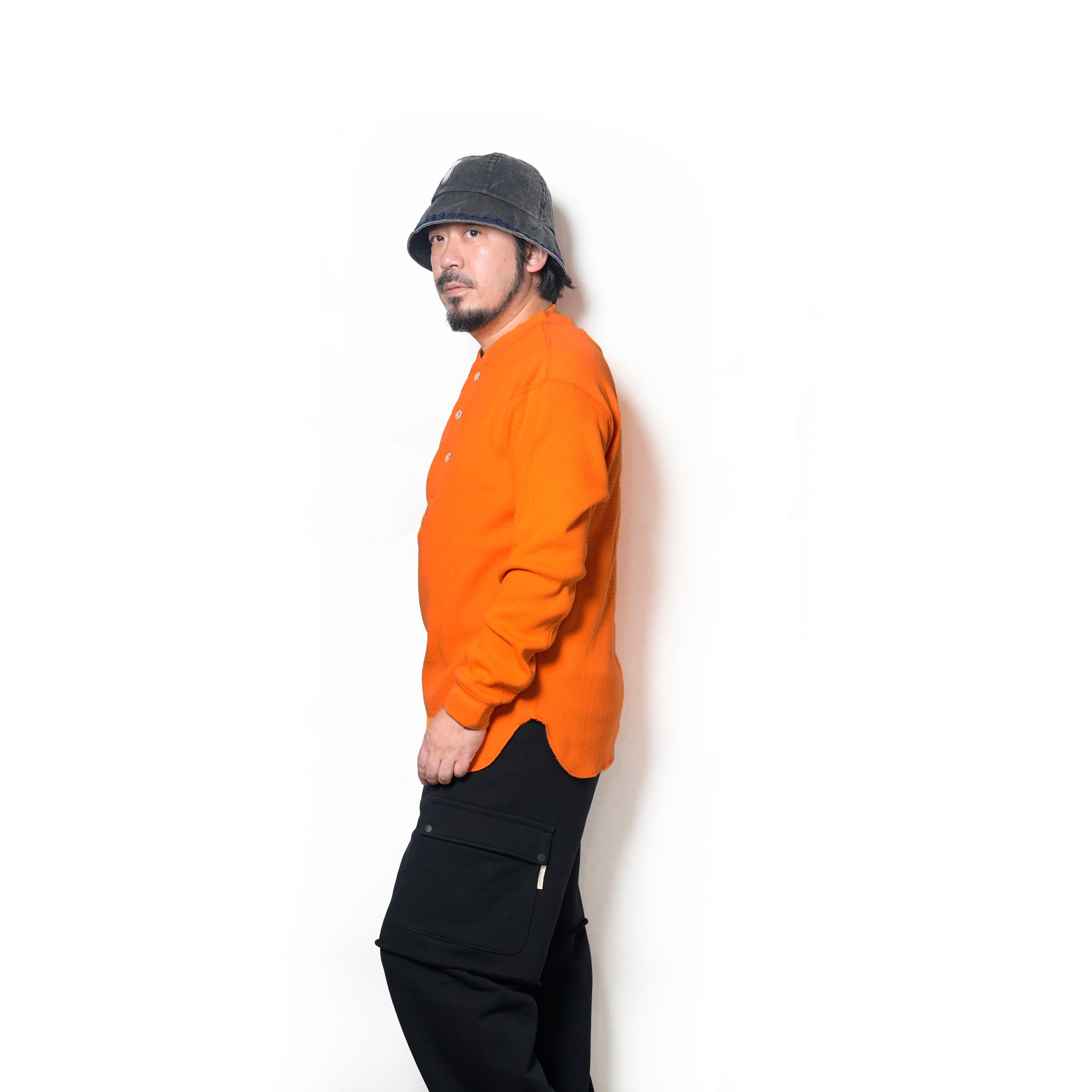 Honeycomb Henley LS Tee | Color_Ecru / Black / Orange / Blue | No_am-2553007【ARMY TWILL_アーミーツイル】