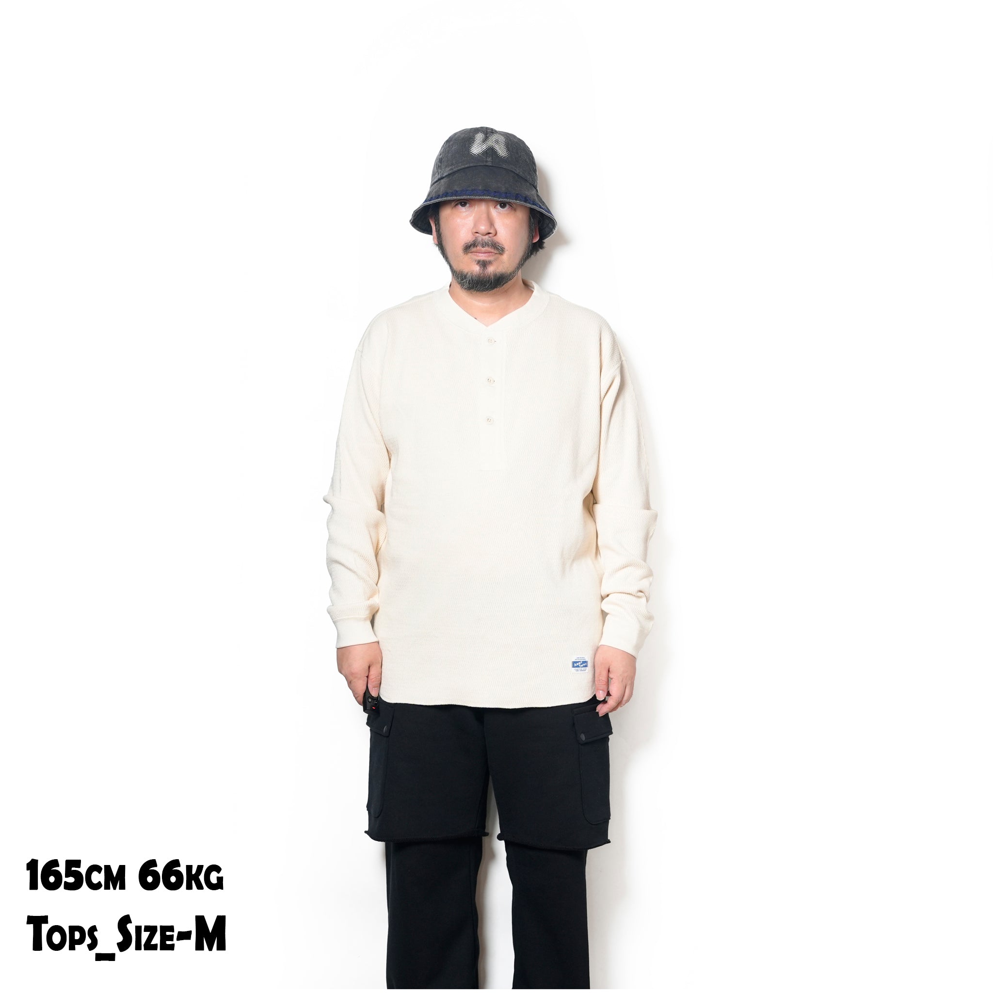 Honeycomb Henley LS Tee | Color_Ecru / Black / Orange / Blue | No_am-2553007【ARMY TWILL_アーミーツイル】