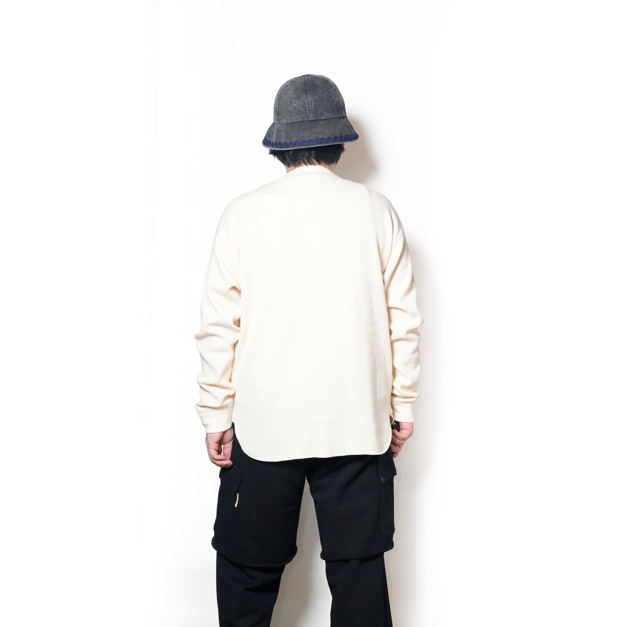 Honeycomb Henley LS Tee | Color_Ecru / Black / Orange / Blue | No_am-2553007【ARMY TWILL_アーミーツイル】