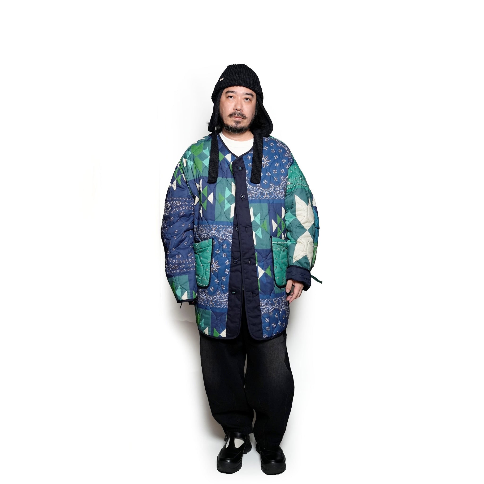 G63101_NV | REVERSIBLE QUILT LONG LINER JACKET-NV【GORT_ゴート】