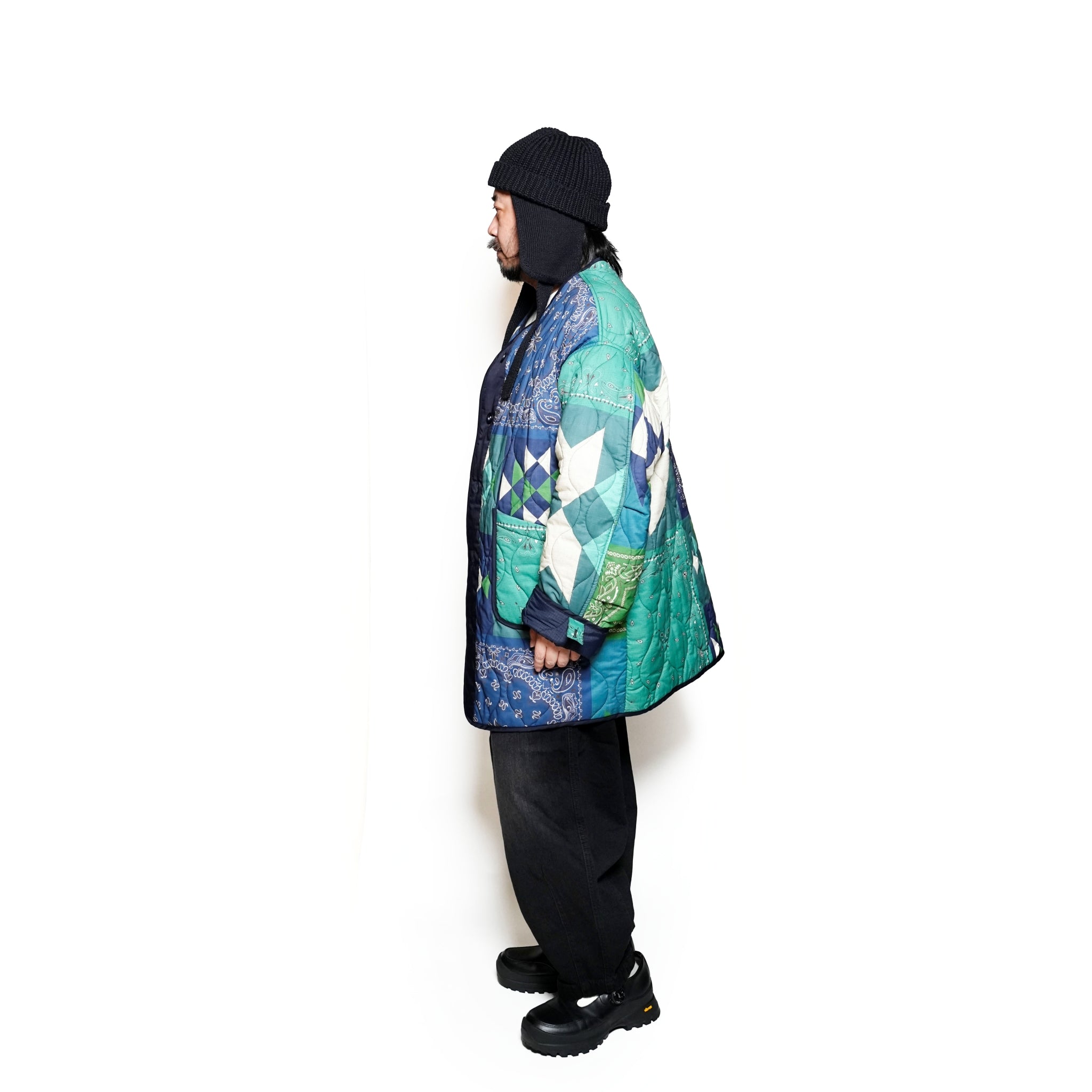 G63101_NV | REVERSIBLE QUILT LONG LINER JACKET-NV【GORT_ゴート】