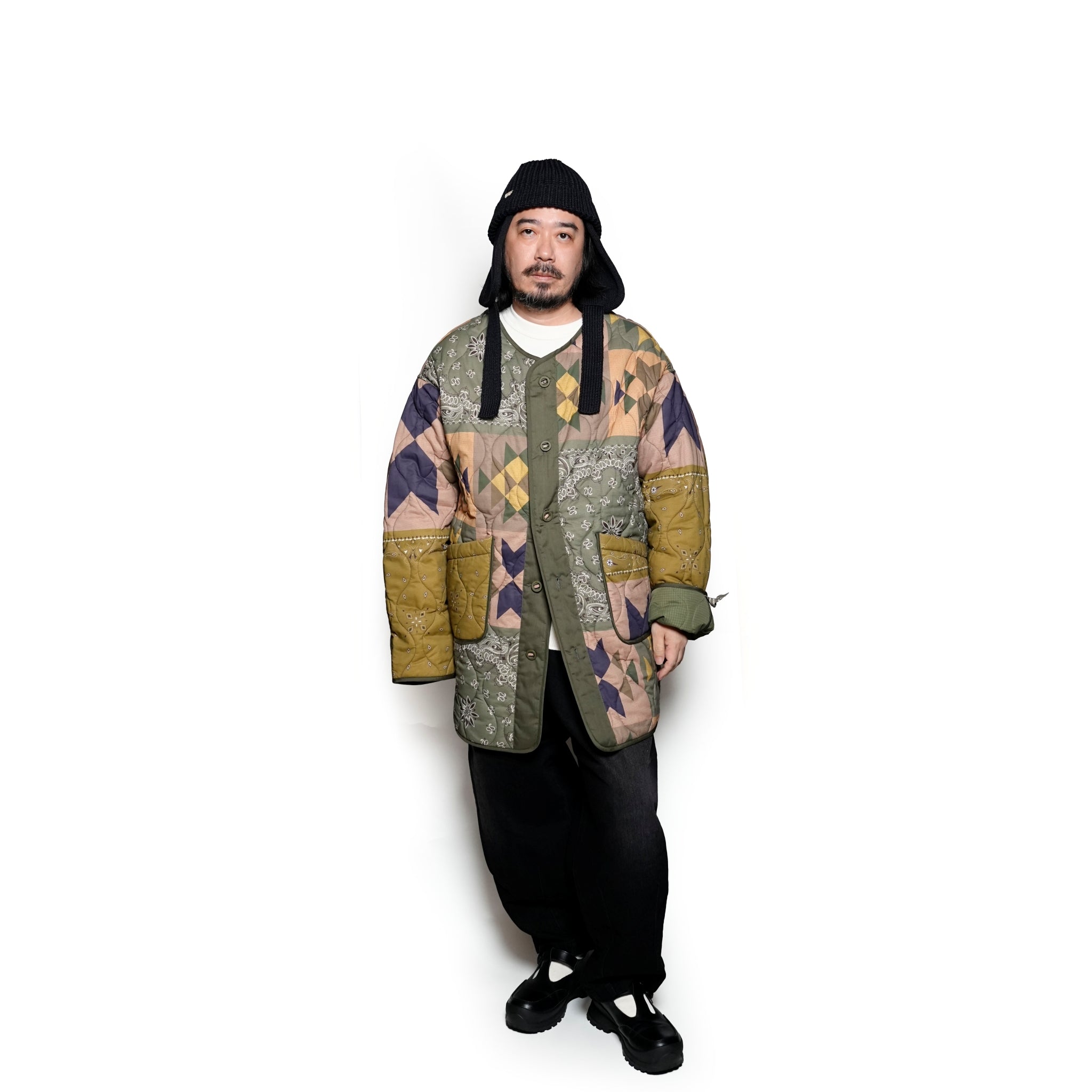 G63101_KH | REVERSIBLE QUILT LONG LINER JACKET-KH【GORT_ゴート】