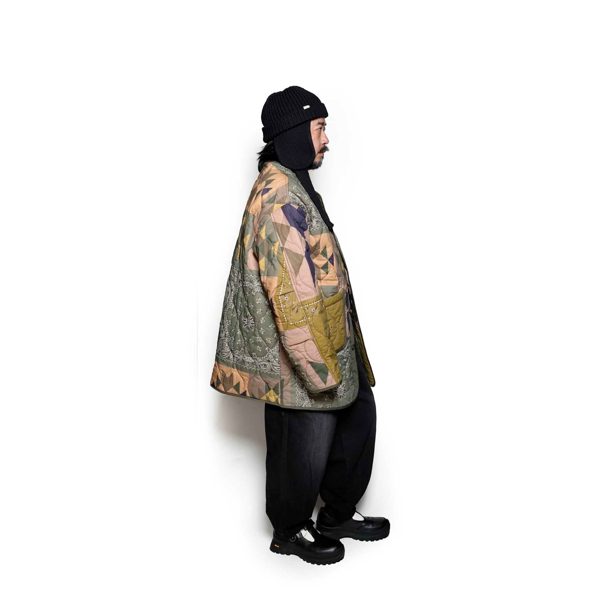 G63101_KH | REVERSIBLE QUILT LONG LINER JACKET-KH【GORT_ゴート】