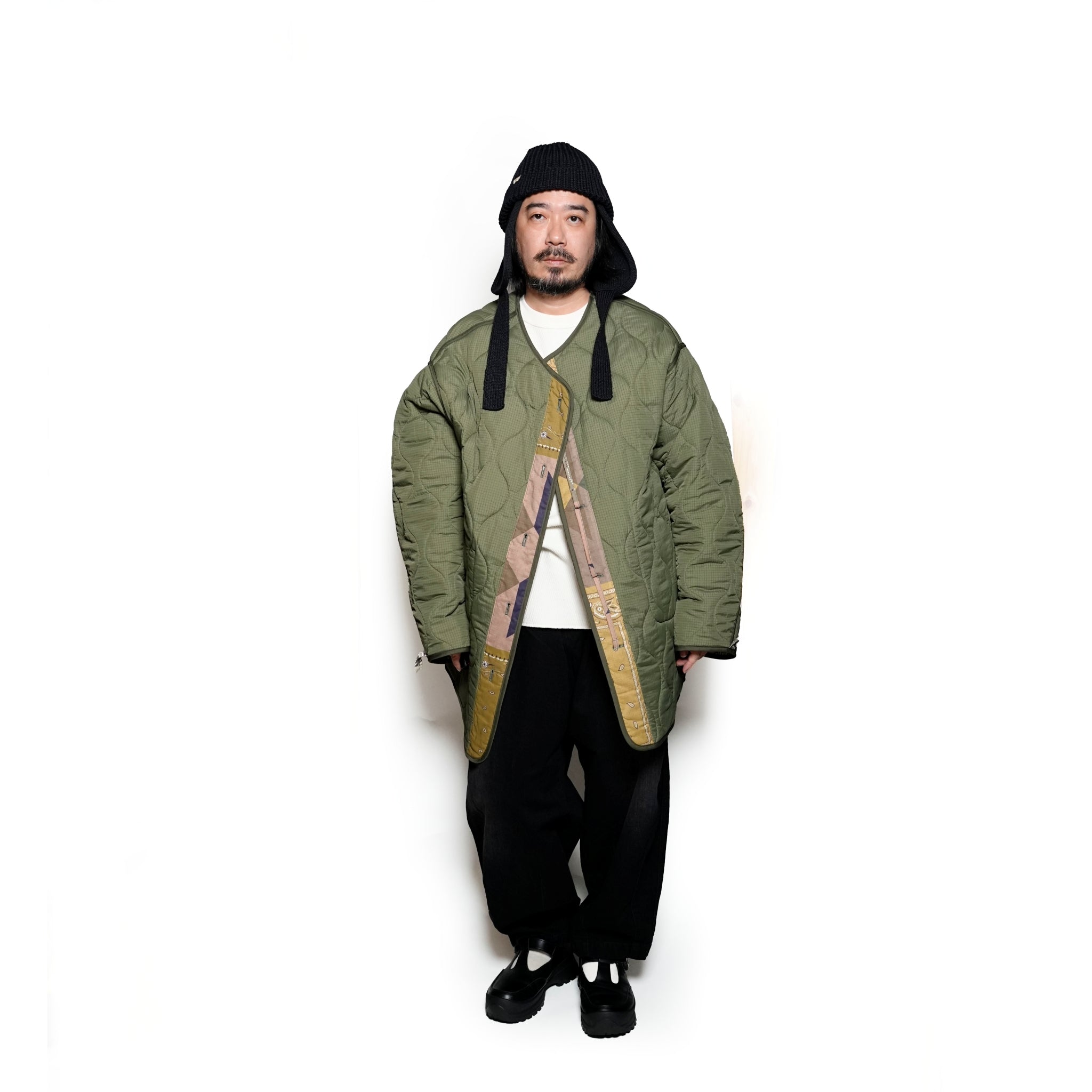 G63101_KH | REVERSIBLE QUILT LONG LINER JACKET-KH【GORT_ゴート】