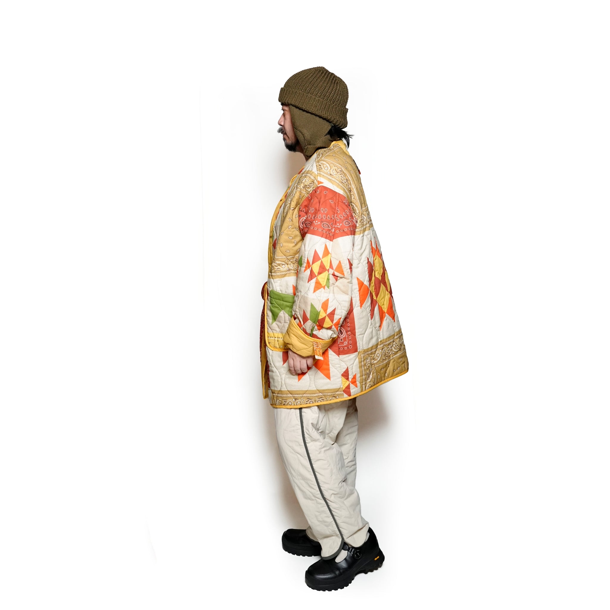 G63101_MU.YE | REVERSIBLE QUILT LONG LINER JACKET-MU.YE【GORT_ゴート】