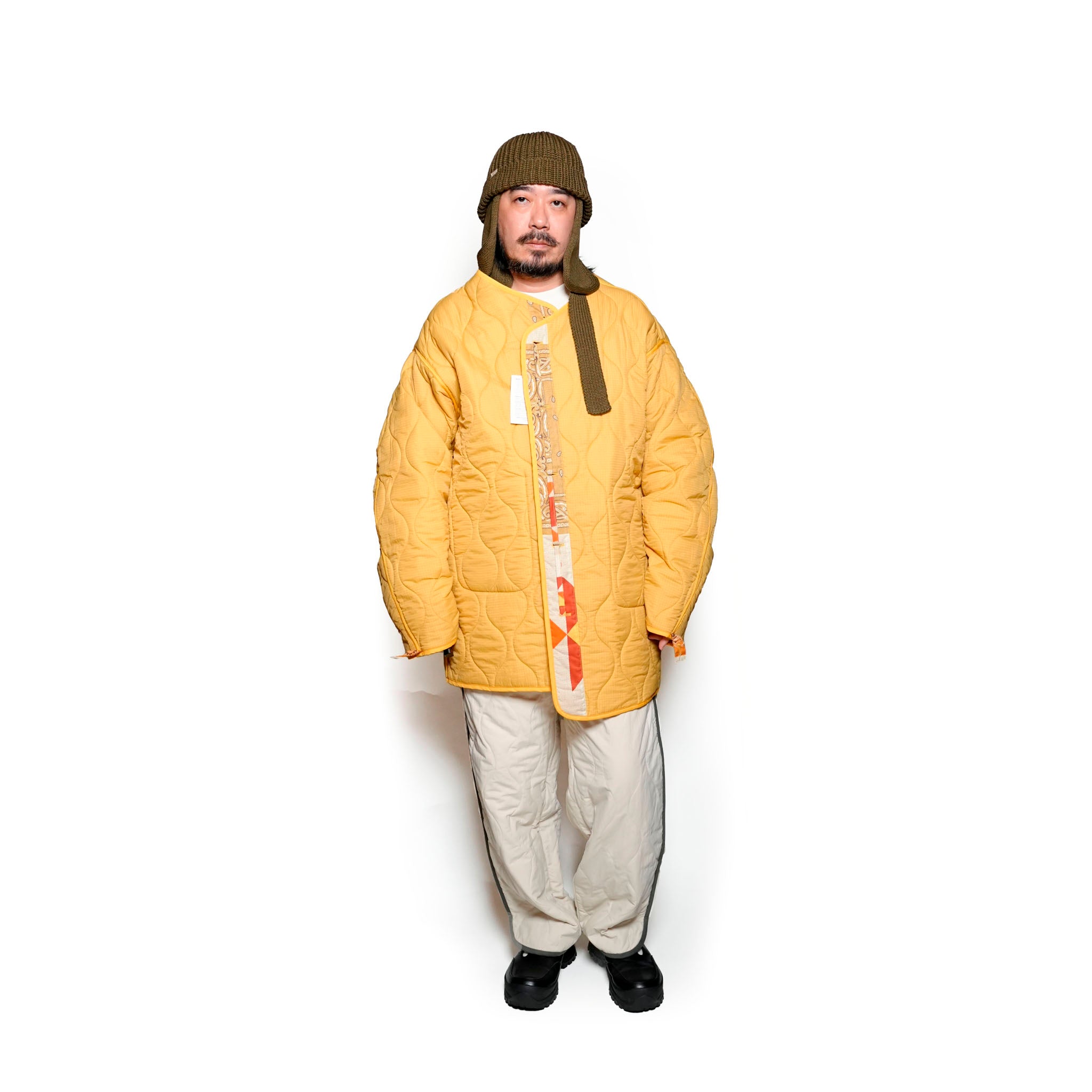 G63101_MU.YE | REVERSIBLE QUILT LONG LINER JACKET-MU.YE【GORT_ゴート】