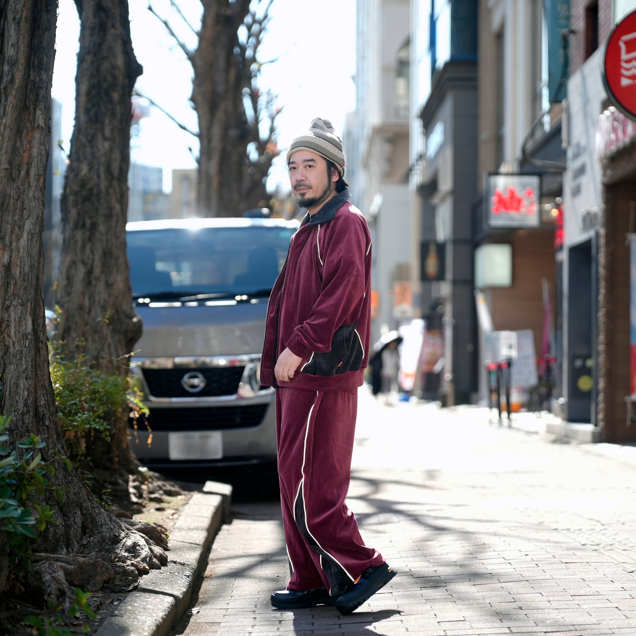 VELOUR TRACK EZ | Color_Wine | No_voo-1243_wine【VOO_ヴォー】