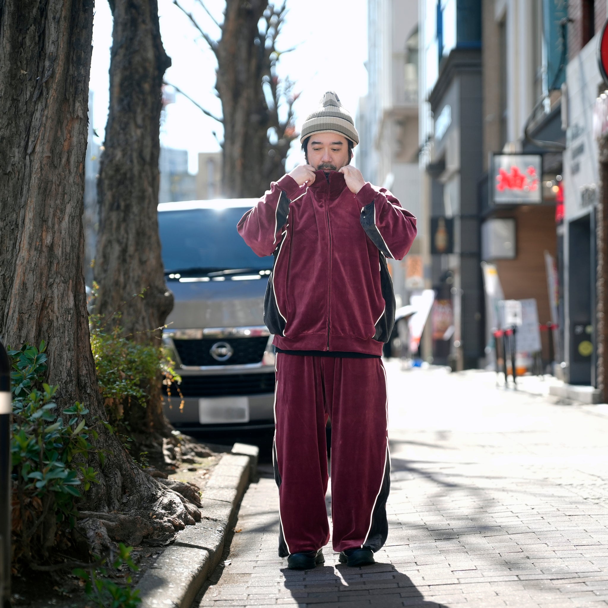 VELOUR TRACK JACKET | Color_Wine | No_voo-1242_wine【VOO_ヴォー】