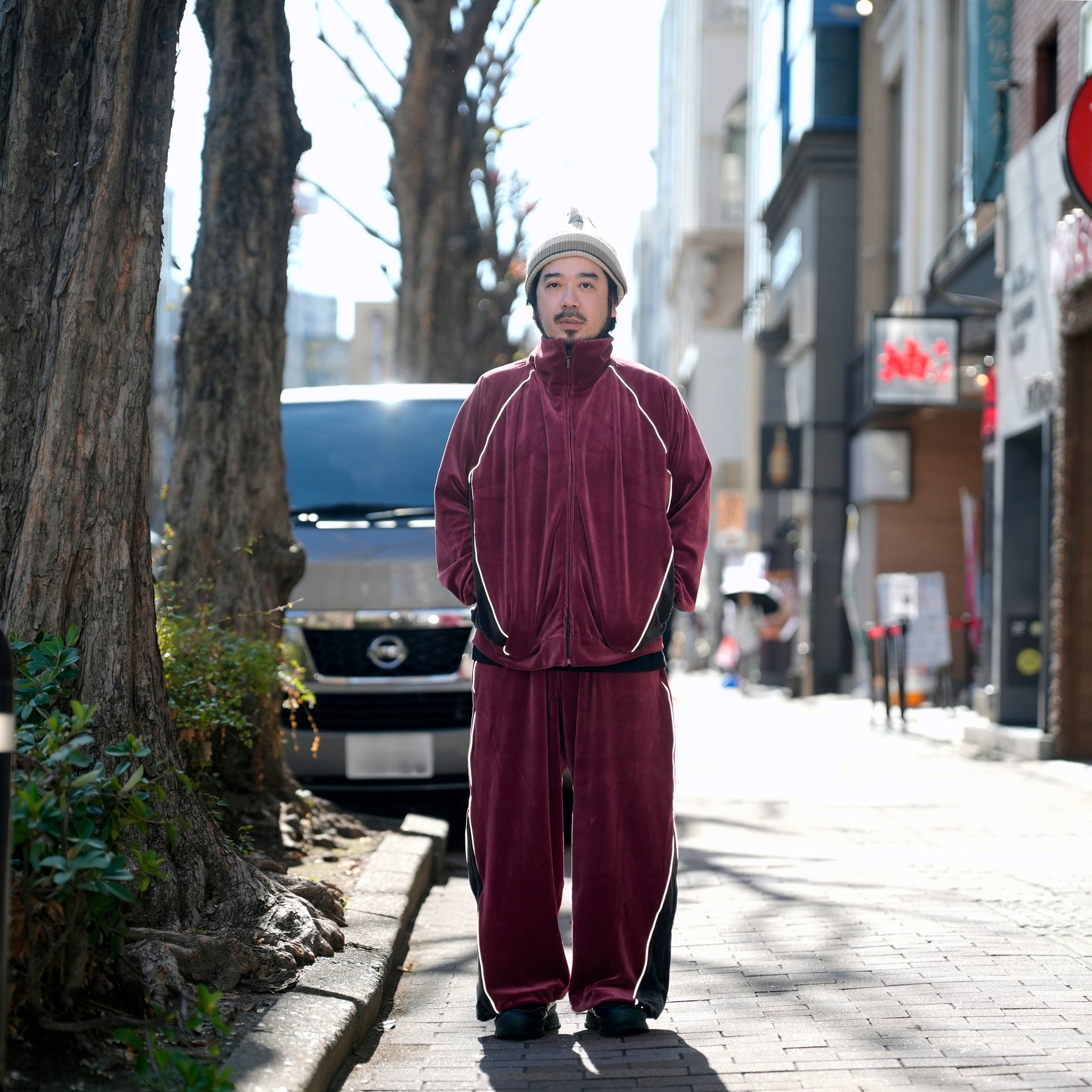 VELOUR TRACK JACKET | Color_Wine | No_voo-1242_wine【VOO_ヴォー】