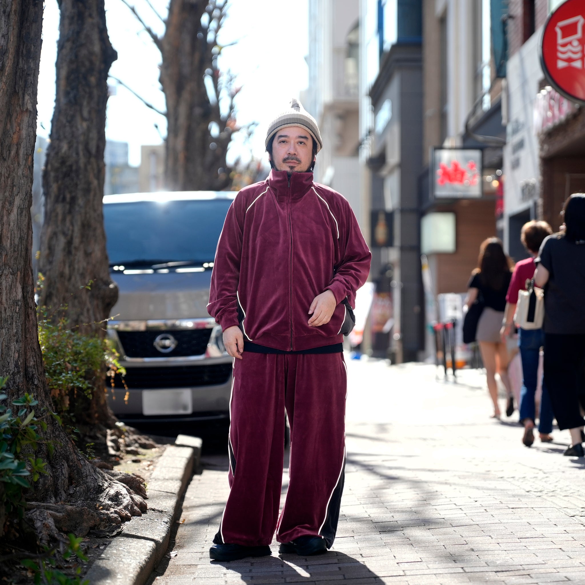 VELOUR TRACK EZ | Color_Wine | No_voo-1243_wine【VOO_ヴォー】