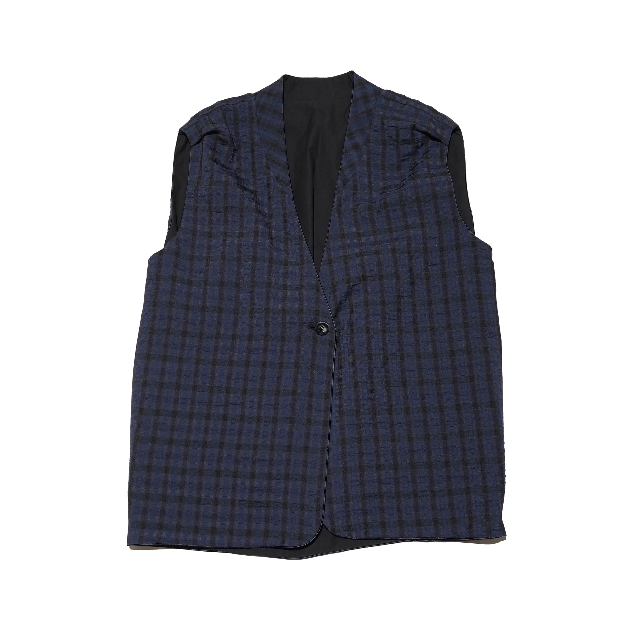 CHECK REVERSIBLE GILET JACKET – Off Beige / Black | WHYTO