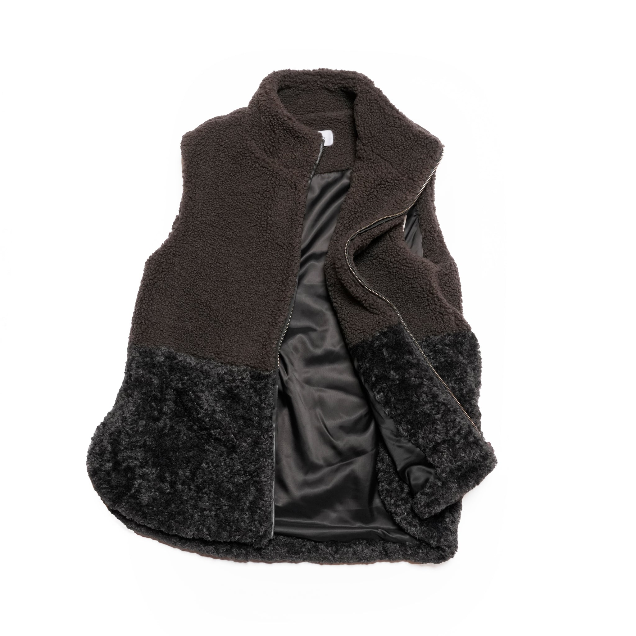eco fur combination vest | Color_Charcoal | No_wht25fjk4045_ch【WHYTO_ホワイト】