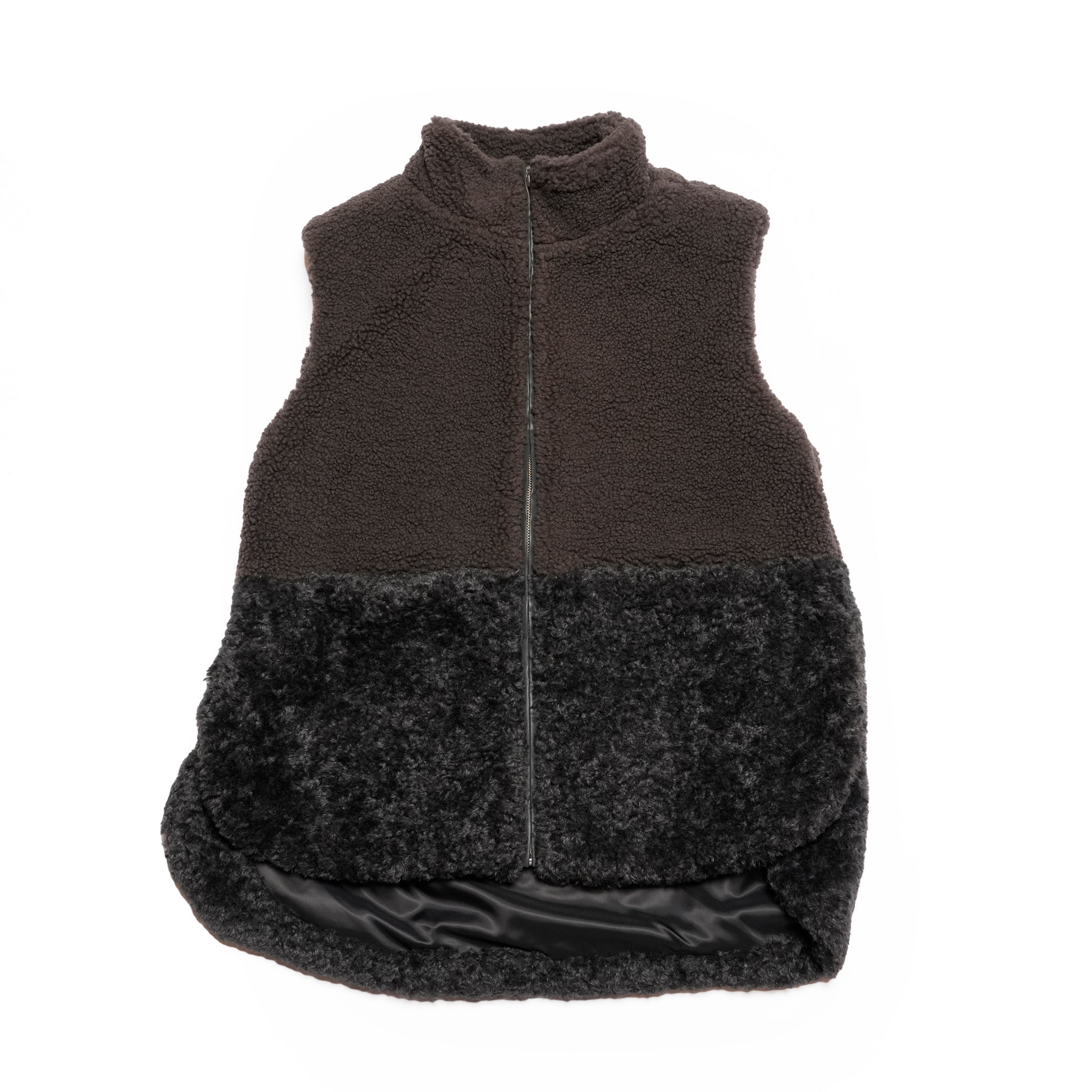 eco fur combination vest | Color_Charcoal | No_wht25fjk4045_ch【WHYTO_ホワイト】