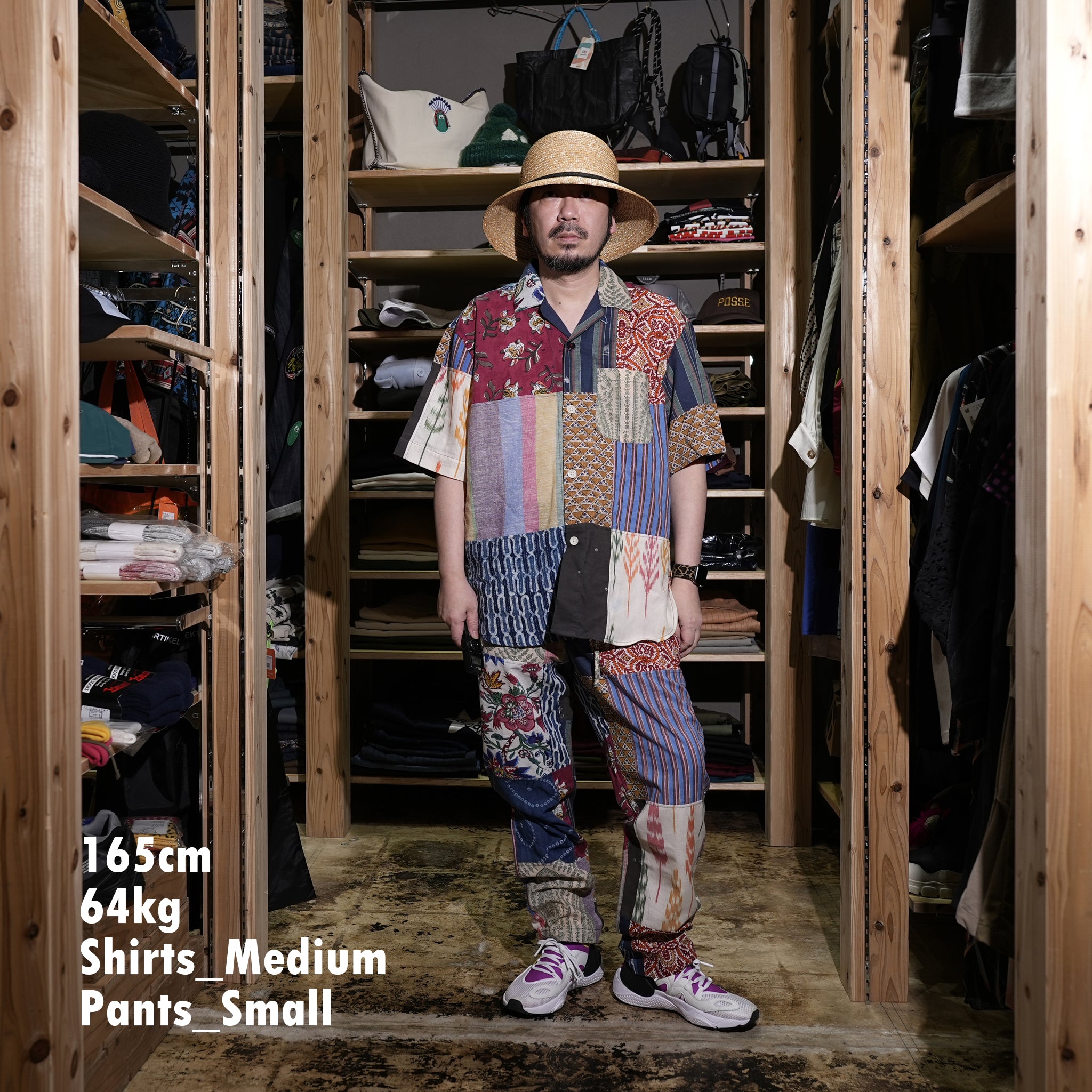 LISBOA_patch | RELAXED FIT ELASTIC WAIST | Color:Patchwork 05【KARDO_カルド】