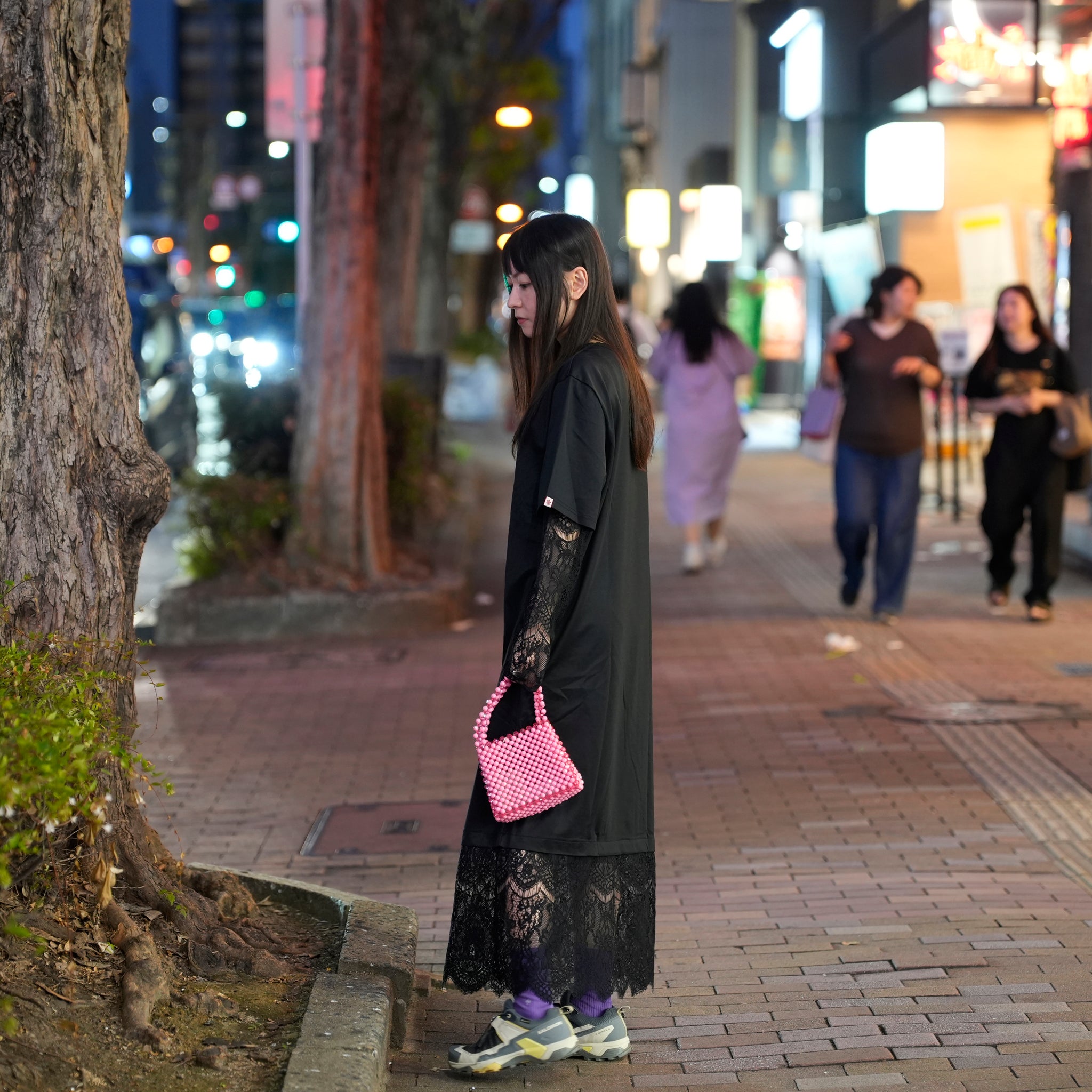 Lace Layered T-Shirt Dress | Color:Black【AMBERGLEAM_アンバーグリーム】1329151118
