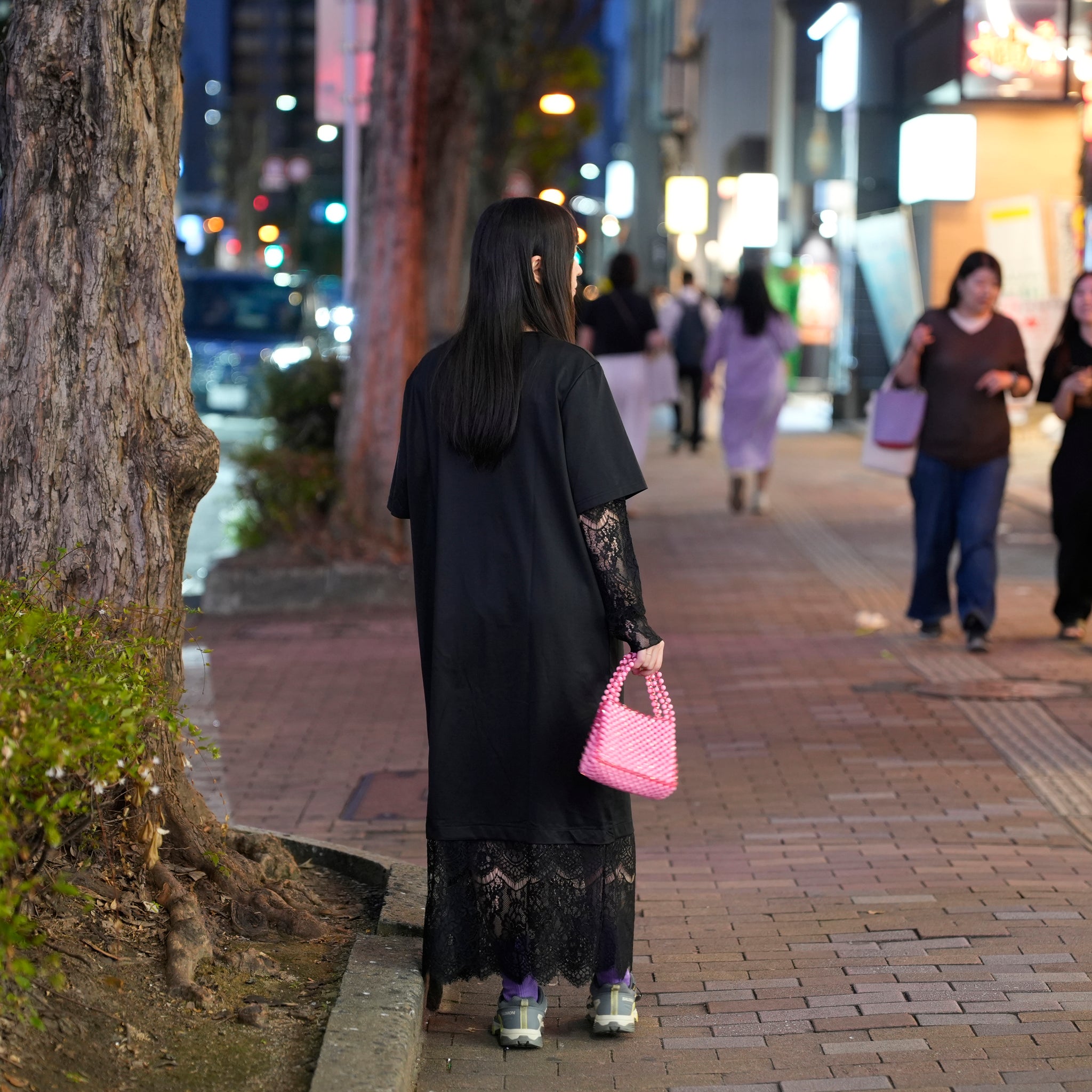 Lace Layered T-Shirt Dress | Color:Black【AMBERGLEAM_アンバーグリーム】1329151118