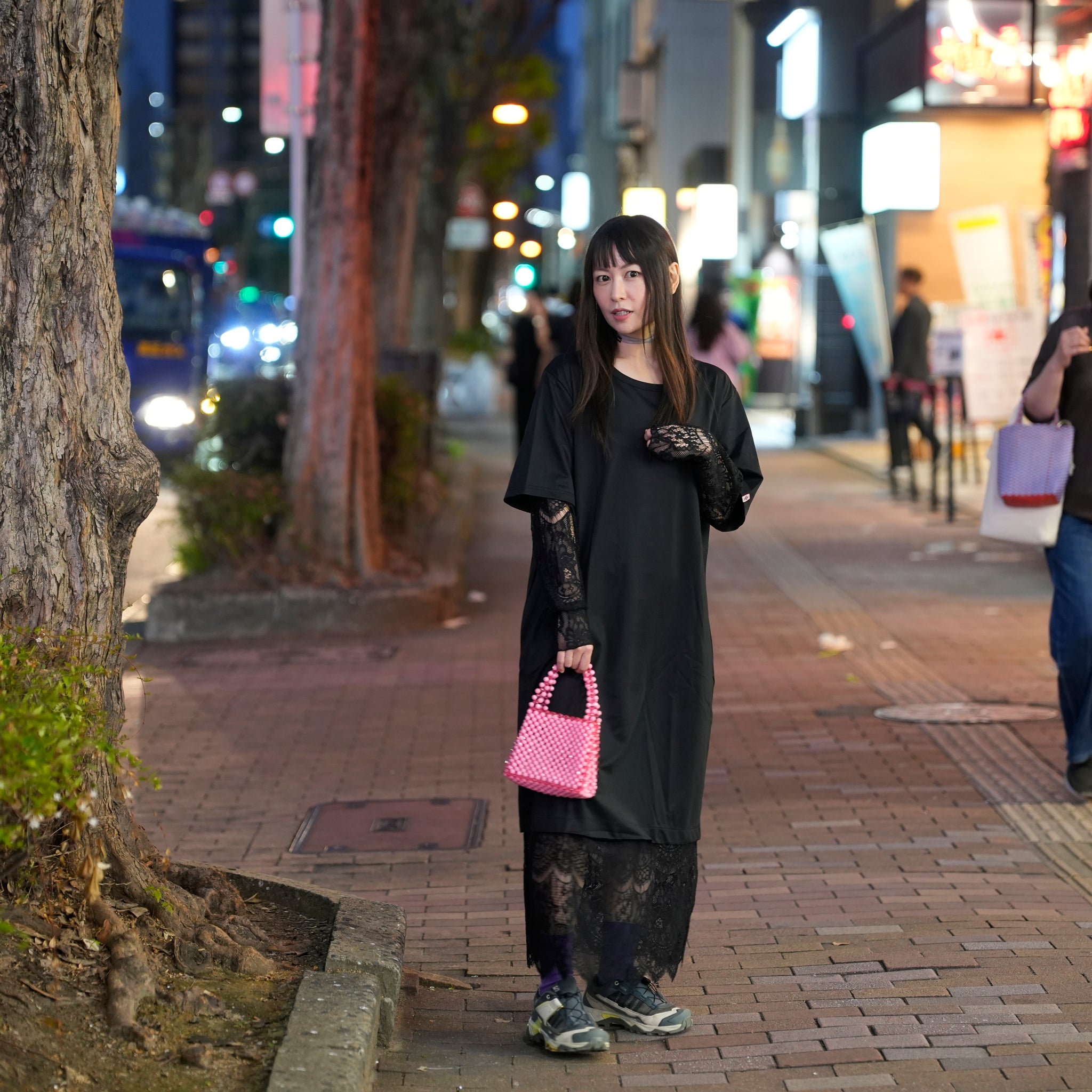 Lace Layered T-Shirt Dress | Color:Black【AMBERGLEAM_アンバーグリーム】1329151118