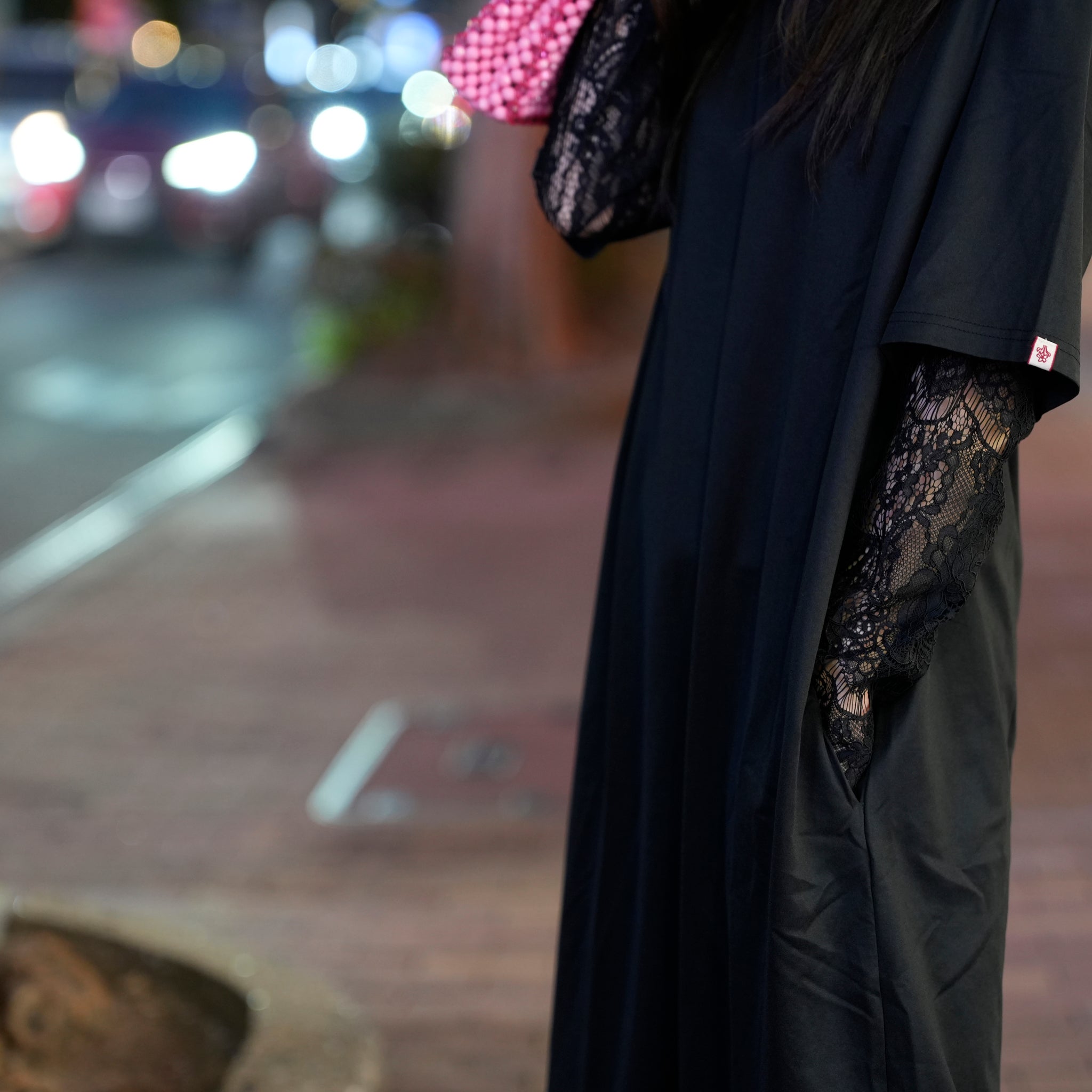 Lace Layered T-Shirt Dress | Color:Black【AMBERGLEAM_アンバーグリーム】1329151118
