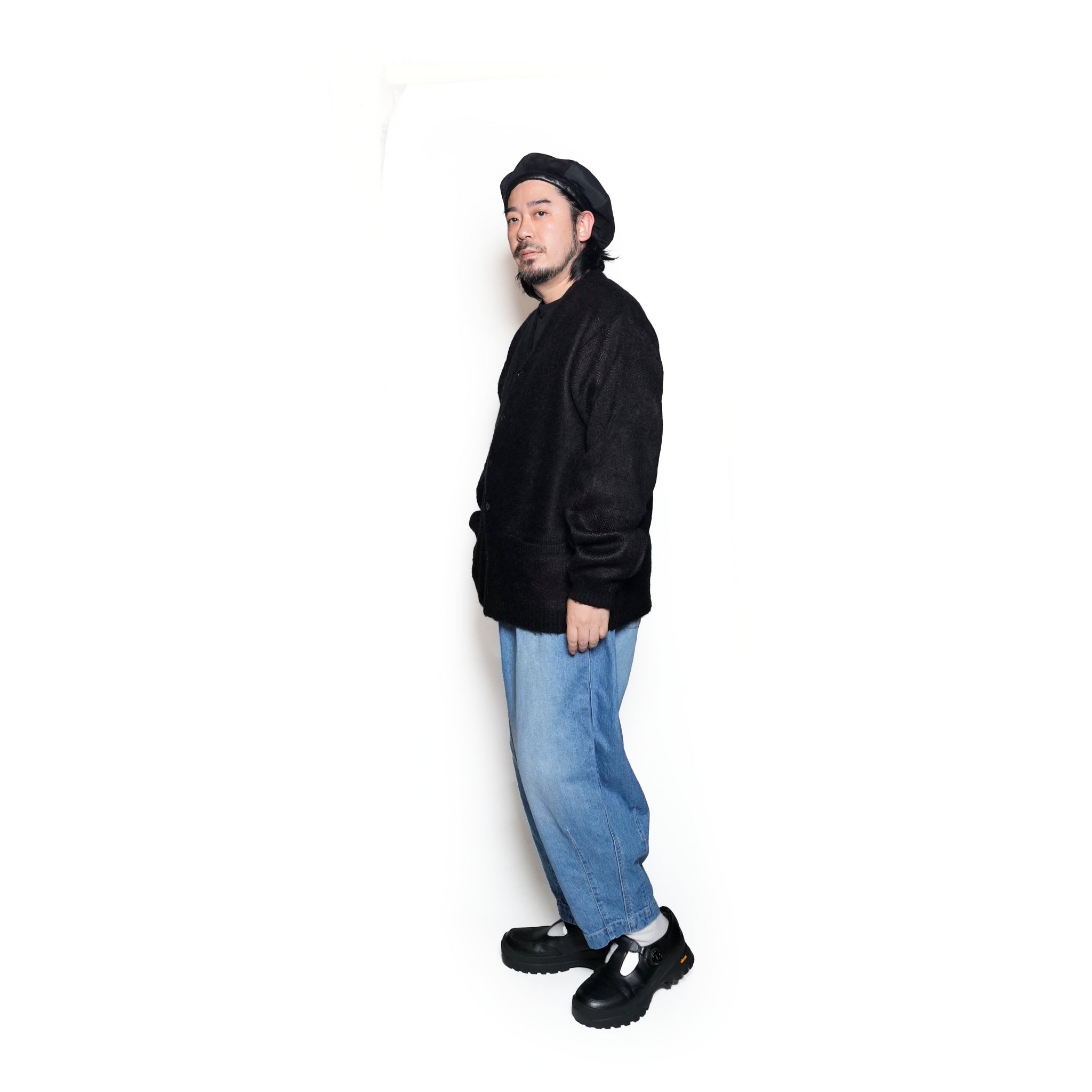 tc24f010_BLACK | shaggy color cardigan | Color:Black【TOWNCRAFT_タウンクラフト】