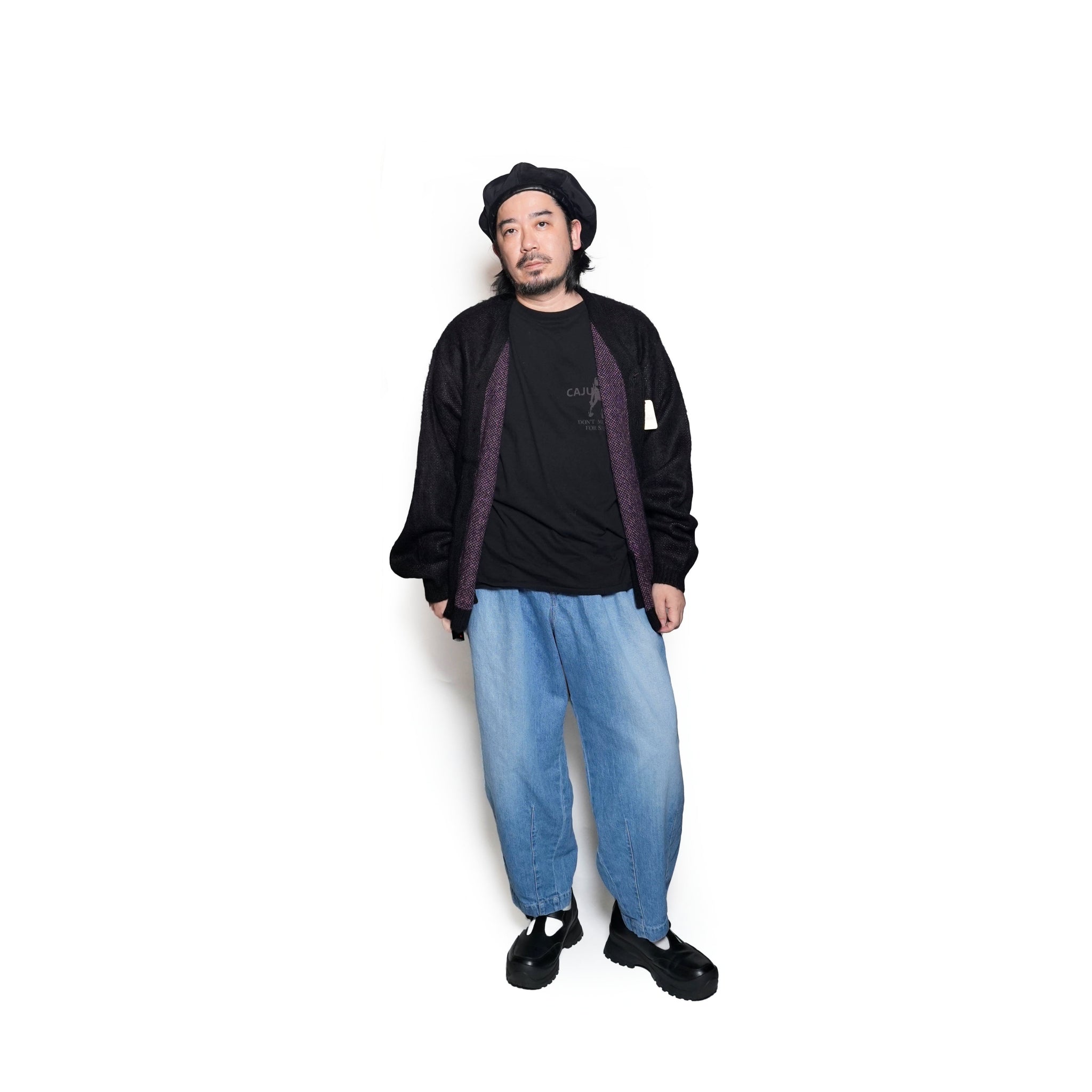 tc24f010_BLACK | shaggy color cardigan | Color:Black【TOWNCRAFT_タウンクラフト】