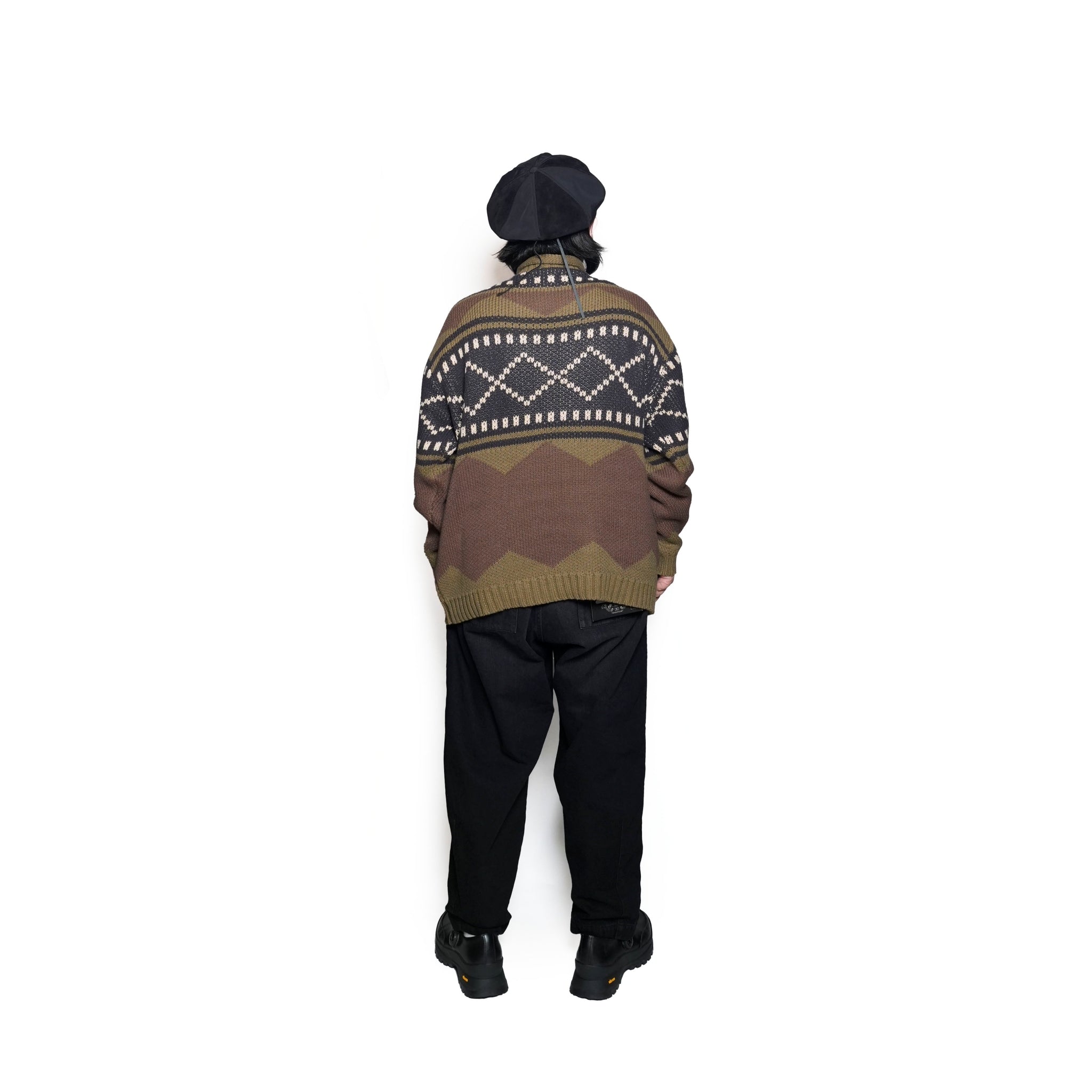 M-2404463 | Lowgage retoro geometric pattern roll neck knit | Brown【MODEM DESIGN_モデムデザイン】