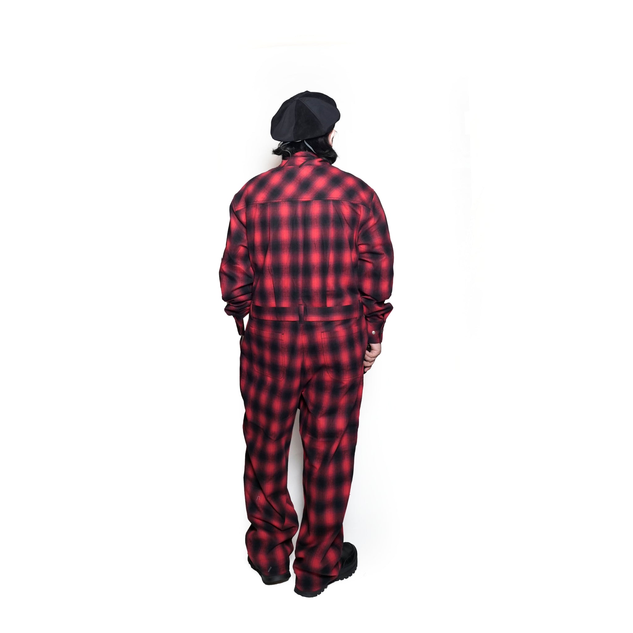 Fabric Jumpsuit | Color:Red Check【AMBERGLEAM_アンバーグリーム】| 1227141118