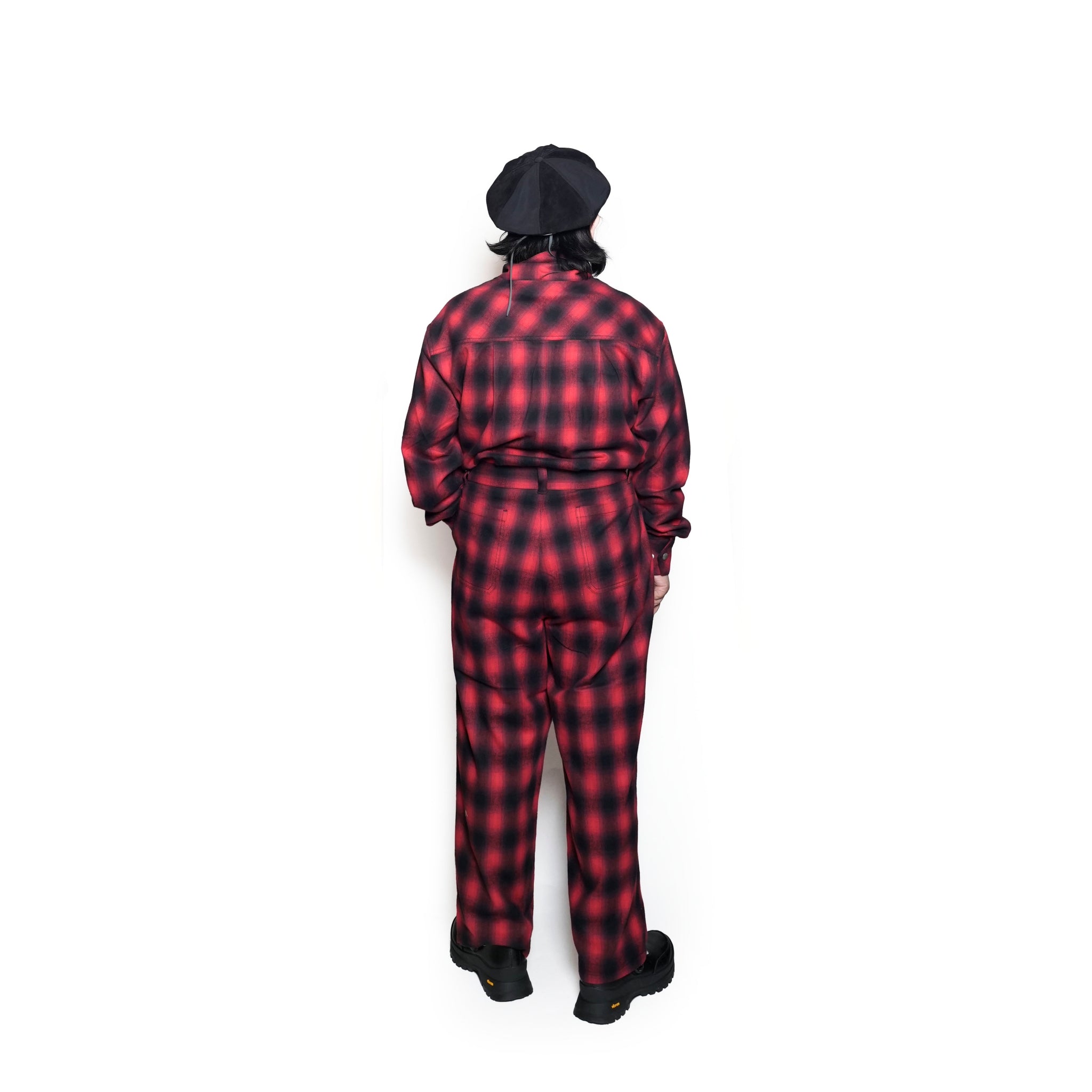 Fabric Jumpsuit | Color:Red Check【AMBERGLEAM_アンバーグリーム】| 1227141118