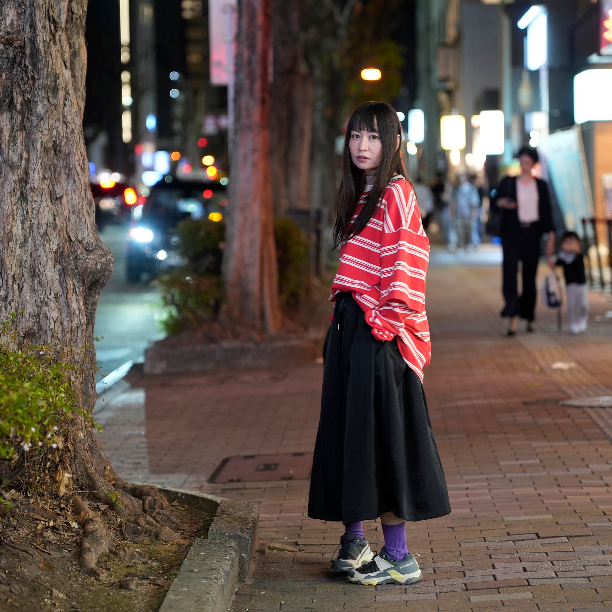 Border Layered Long Sleeve T-shirt | Color:ホワイトムスク/ネイビー/ハートフルレッド【AMBERGLEAM_アンバーグリーム】1328151111
