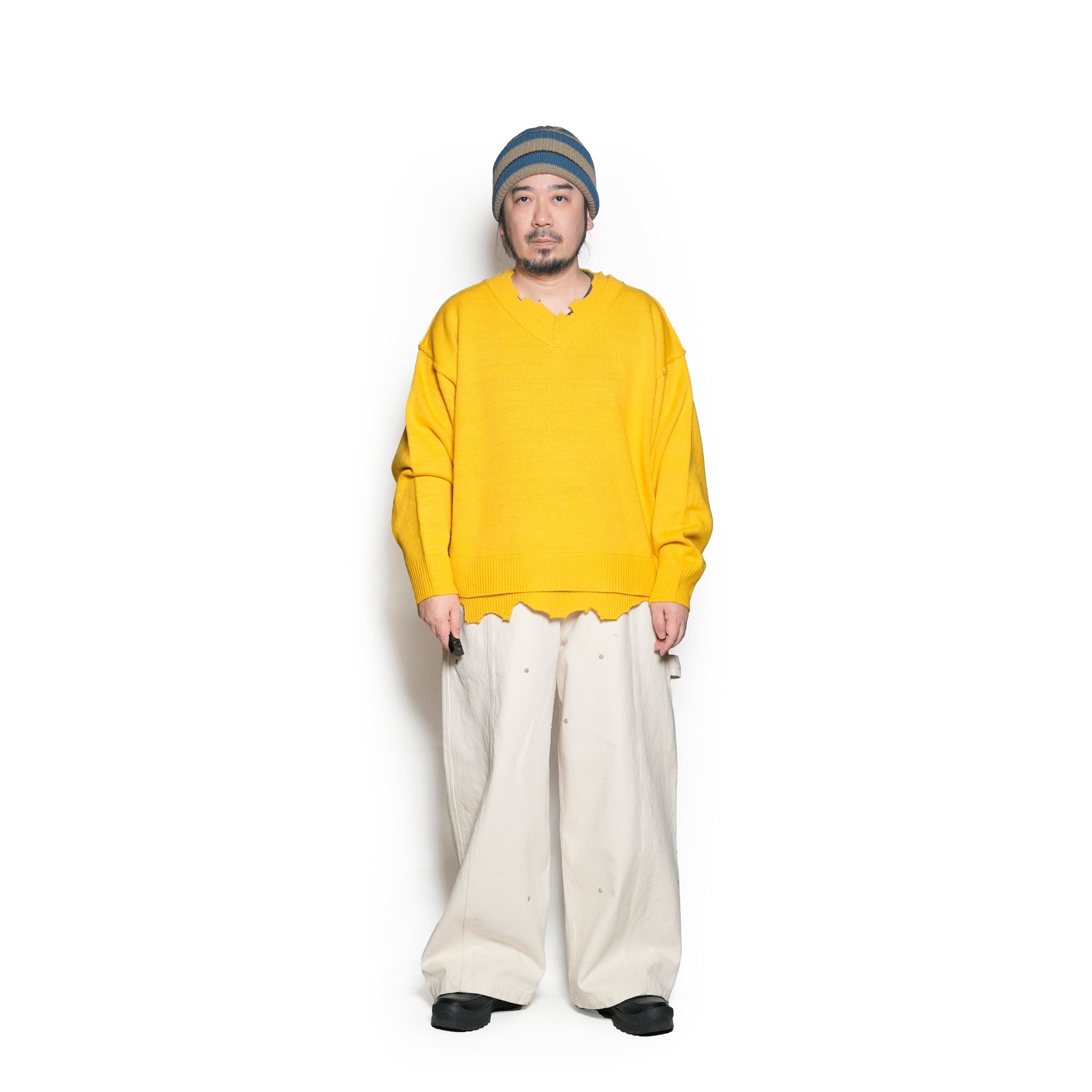 TRICKY V DAMAGED KNIT | Color_Yellow | No_voo-1240_yellow【VOO_ヴォー】【入荷予定アイテム・入荷連絡可能】