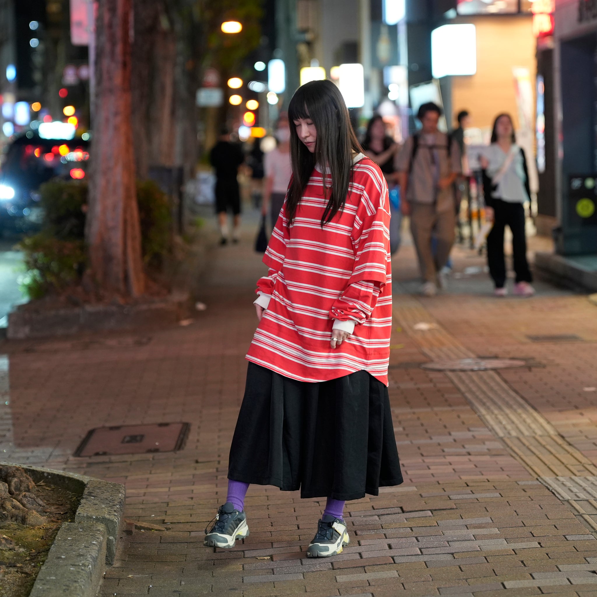 Border Layered Long Sleeve T-shirt | Color:ホワイトムスク/ネイビー/ハートフルレッド【AMBERGLEAM_アンバーグリーム】1328151111
