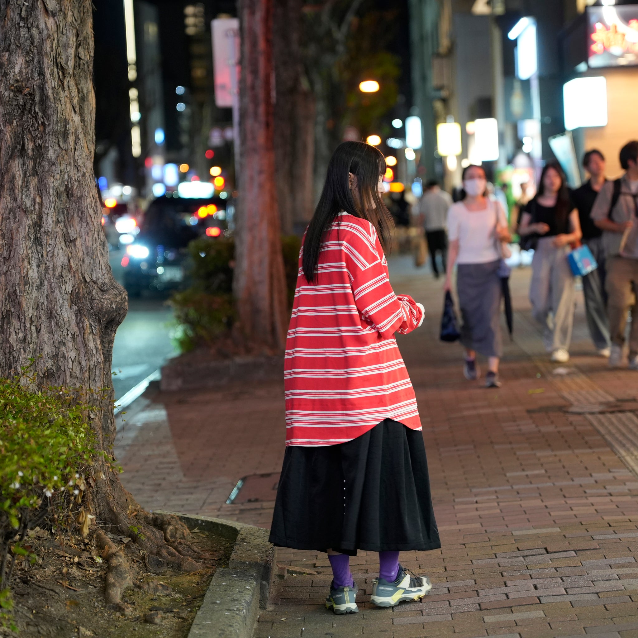 Border Layered Long Sleeve T-shirt | Color:ホワイトムスク/ネイビー/ハートフルレッド【AMBERGLEAM_アンバーグリーム】1328151111