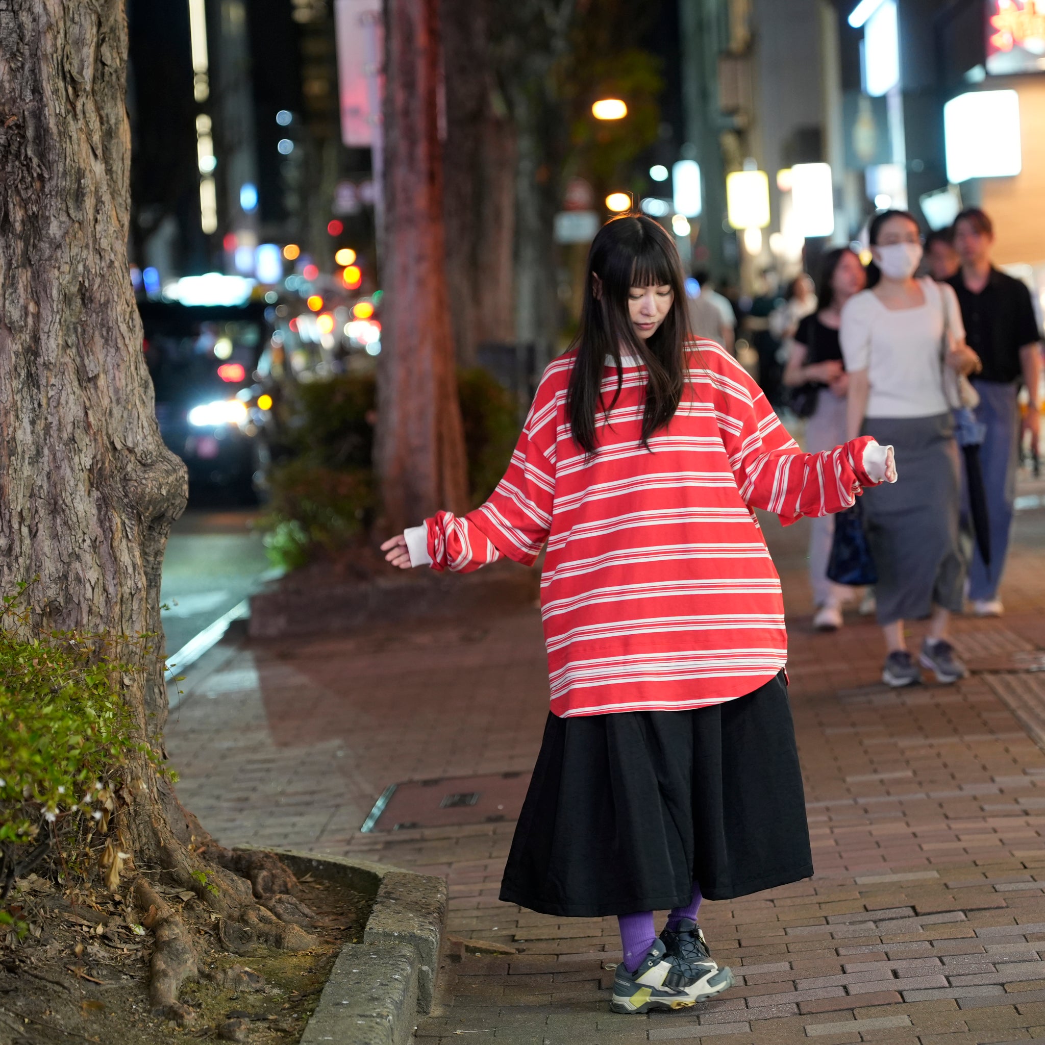 Border Layered Long Sleeve T-shirt | Color:ホワイトムスク/ネイビー/ハートフルレッド【AMBERGLEAM_アンバーグリーム】1328151111