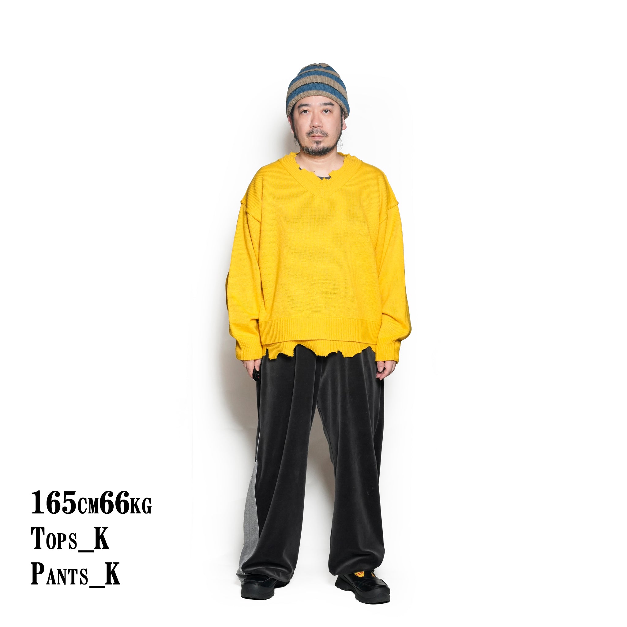 TRICKY V DAMAGED KNIT | Color_Yellow | No_voo-1240_yellow【VOO_ヴォー】【入荷予定アイテム・入荷連絡可能】