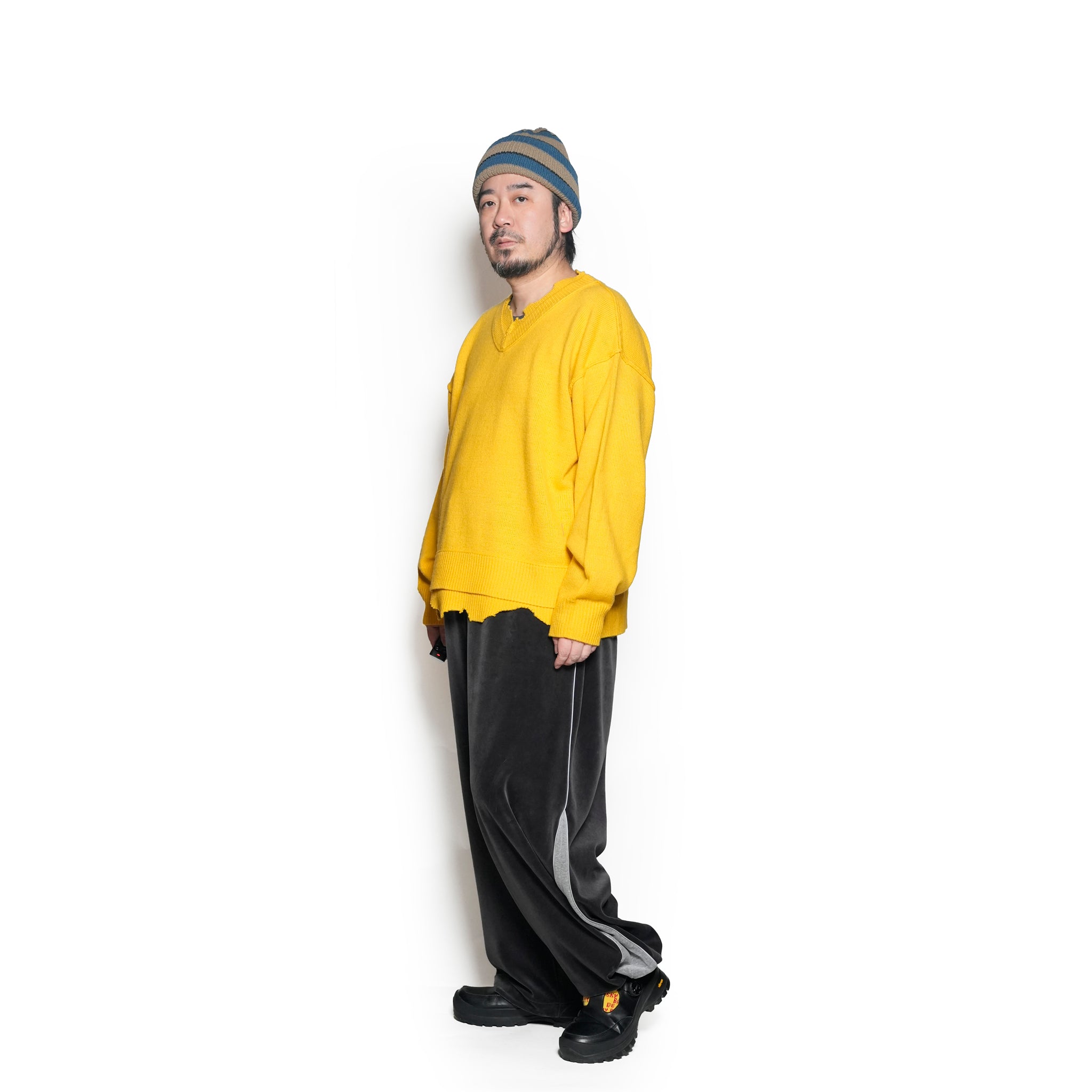 TRICKY V DAMAGED KNIT | Color_Yellow | No_voo-1240_yellow【VOO_ヴォー】【入荷予定アイテム・入荷連絡可能】