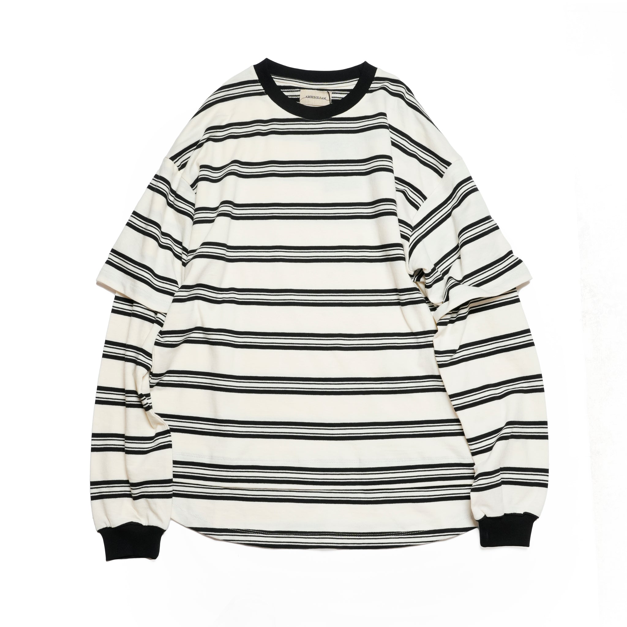 Border Layered Long Sleeve T-shirt | Color:ホワイトムスク/ネイビー/ハートフルレッド【AMBERGLEAM_アンバーグリーム】1328151111