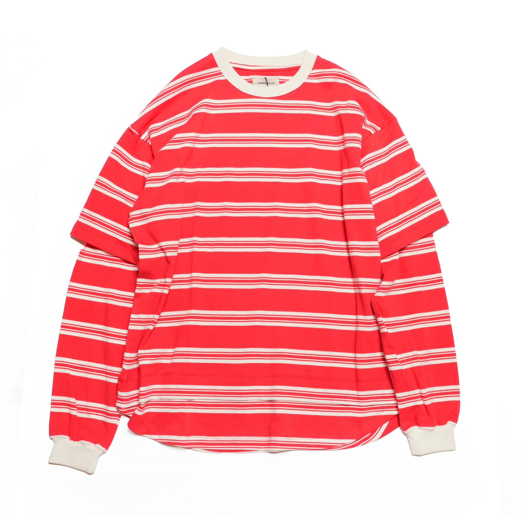 Border Layered Long Sleeve T-shirt | Color:ホワイトムスク/ネイビー/ハートフルレッド【AMBERGLEAM_アンバーグリーム】1328151111