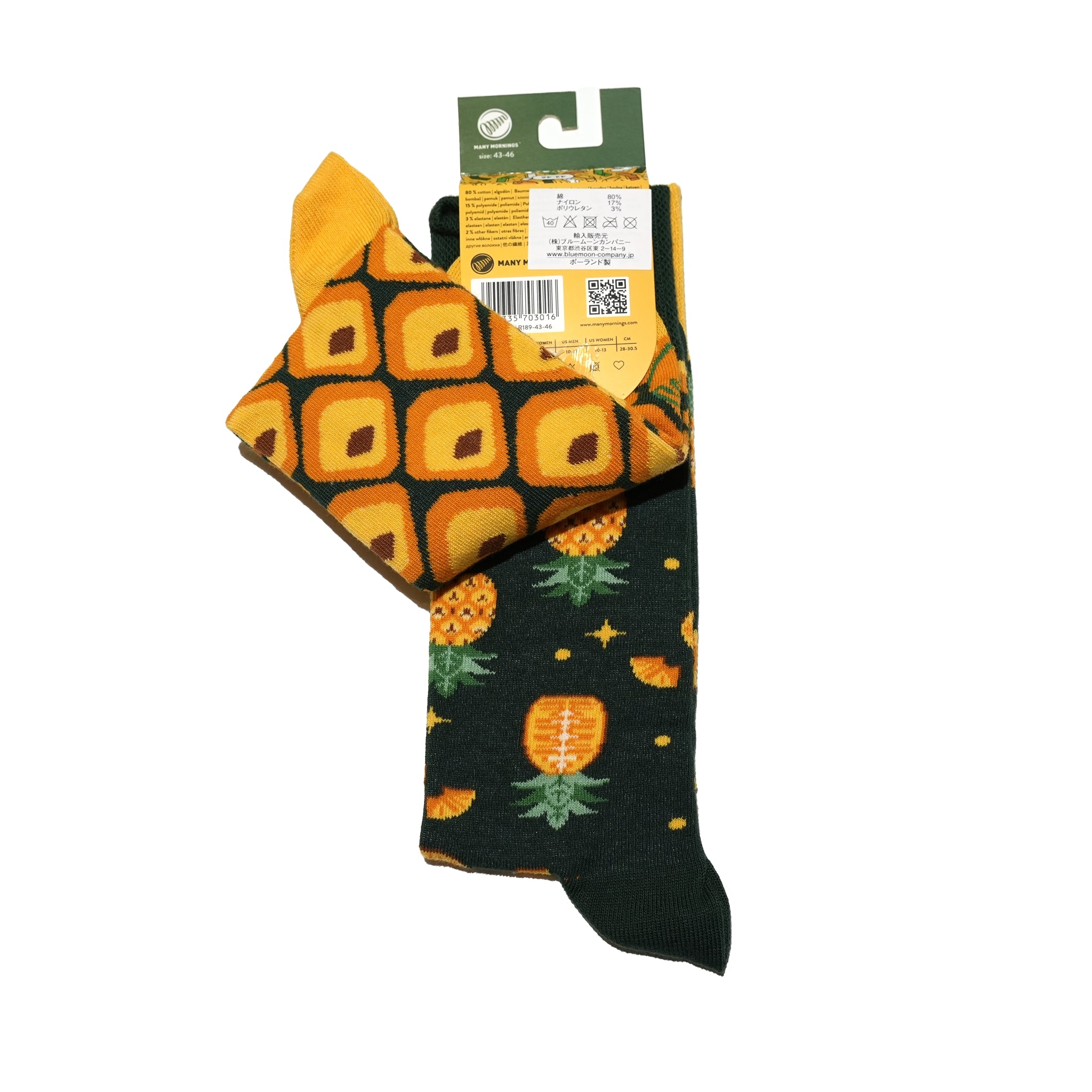 many mornings reguler socks / The Pineapple 【many mornings メニ―モーニングス】【ネコポス選択可能】