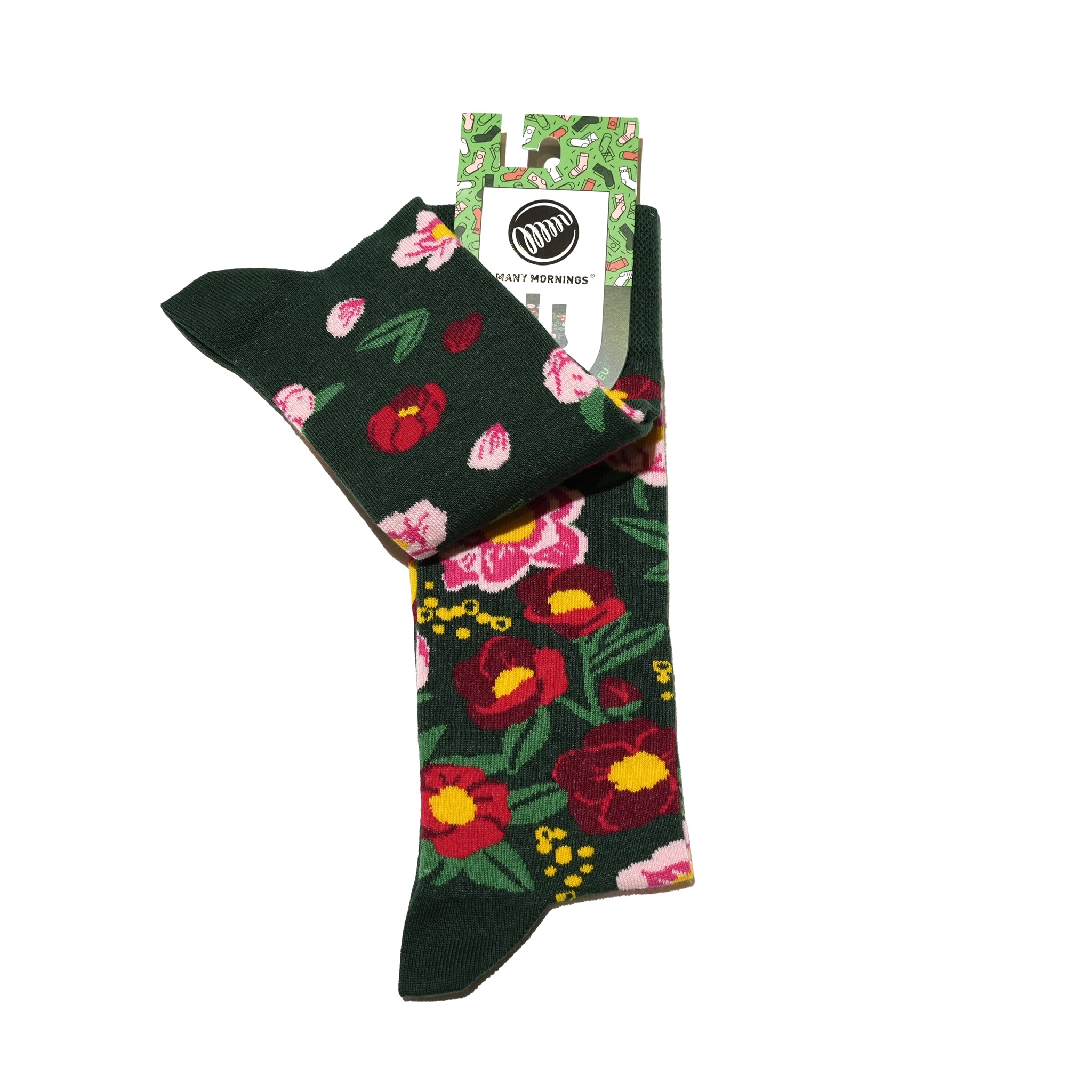many mornings reguler socks / Flower Power Green 【many mornings メニ―モーニングス】【ネコポス選択可能】