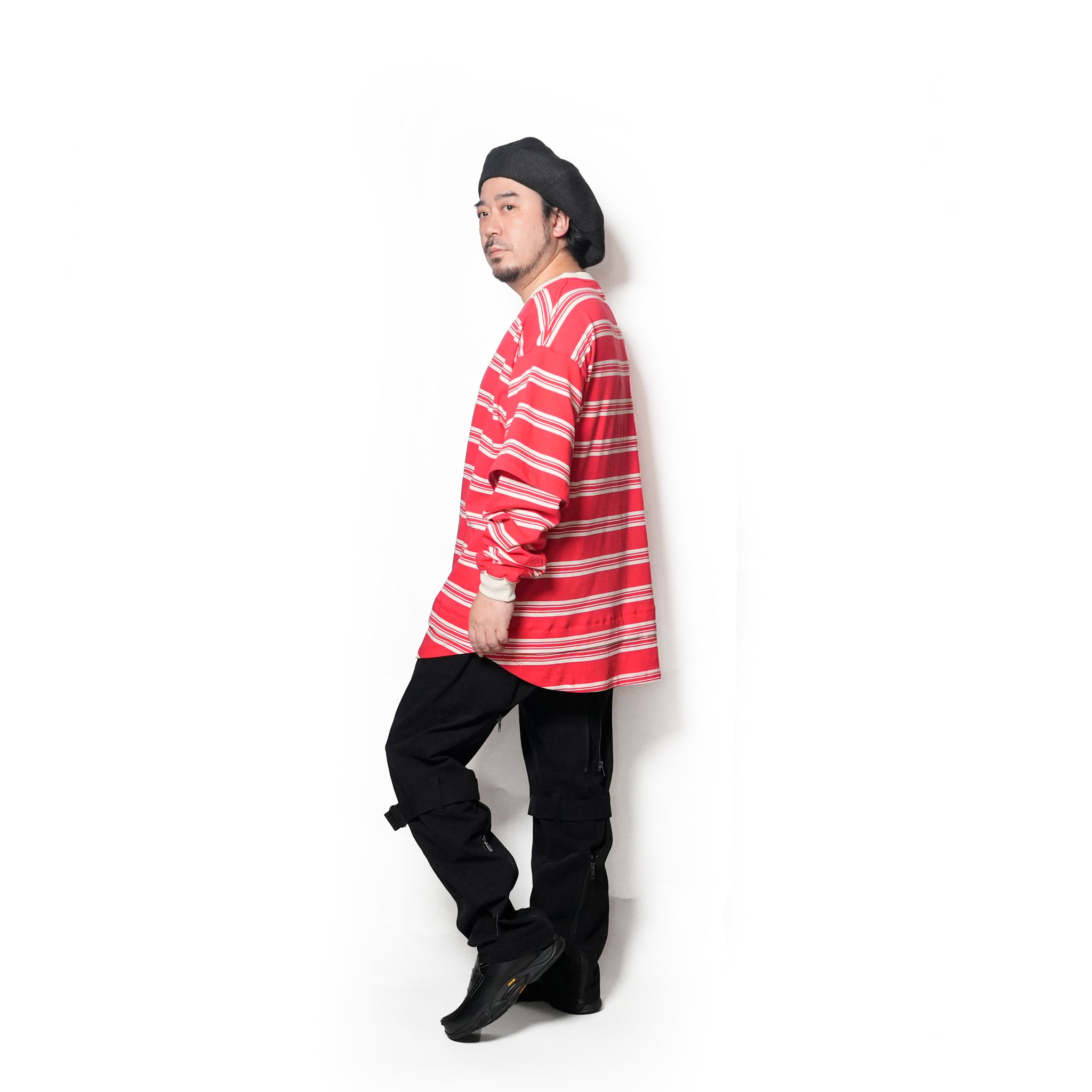 Border Layered Long Sleeve T-shirt | Color:ホワイトムスク/ネイビー/ハートフルレッド【AMBERGLEAM_アンバーグリーム】1328151111