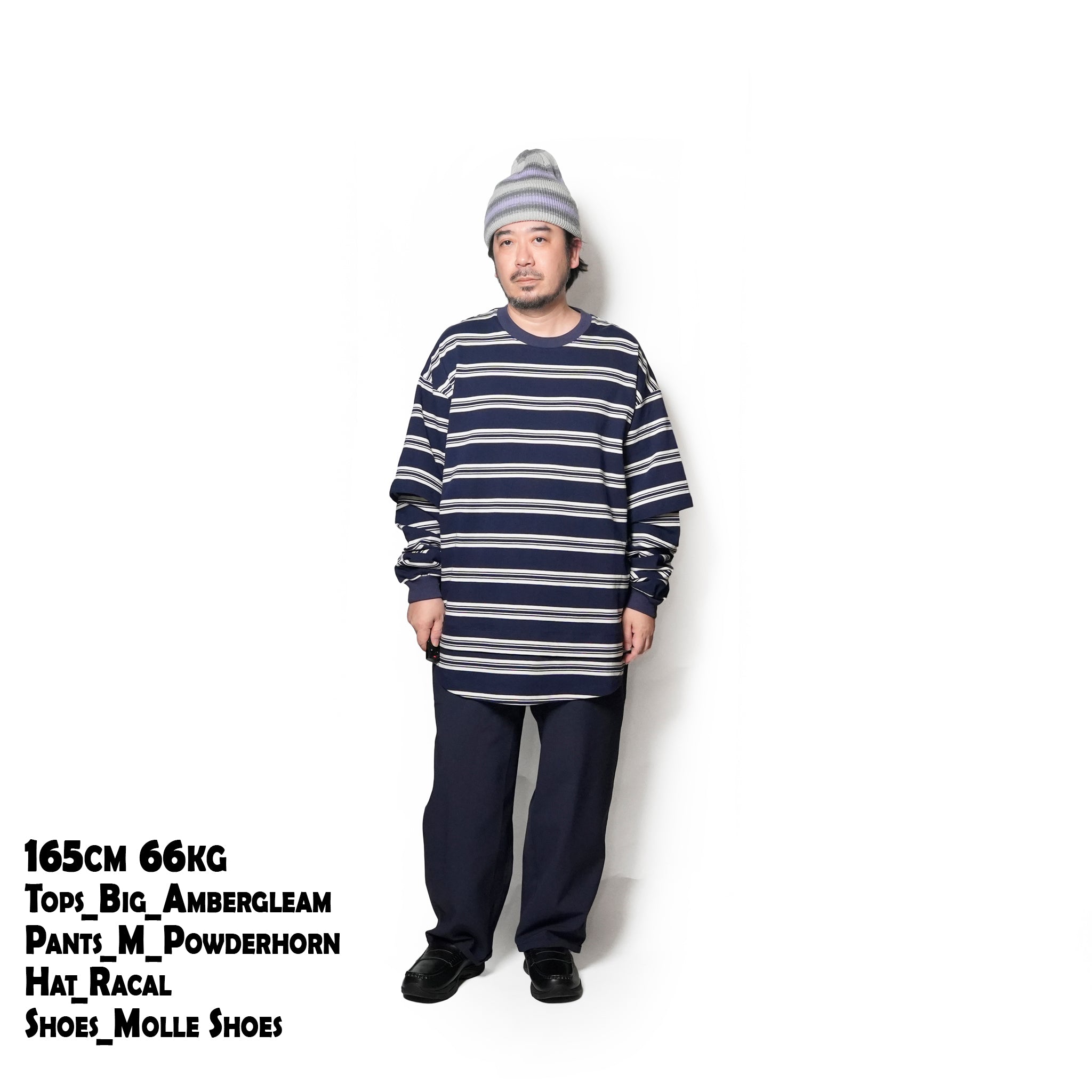 Border Layered Long Sleeve T-shirt | Color:ホワイトムスク/ネイビー/ハートフルレッド【AMBERGLEAM_アンバーグリーム】1328151111