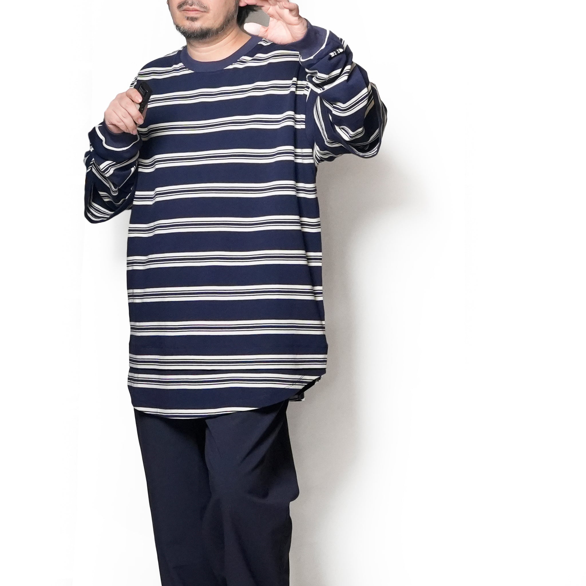 Border Layered Long Sleeve T-shirt | Color:ホワイトムスク/ネイビー/ハートフルレッド【AMBERGLEAM_アンバーグリーム】1328151111