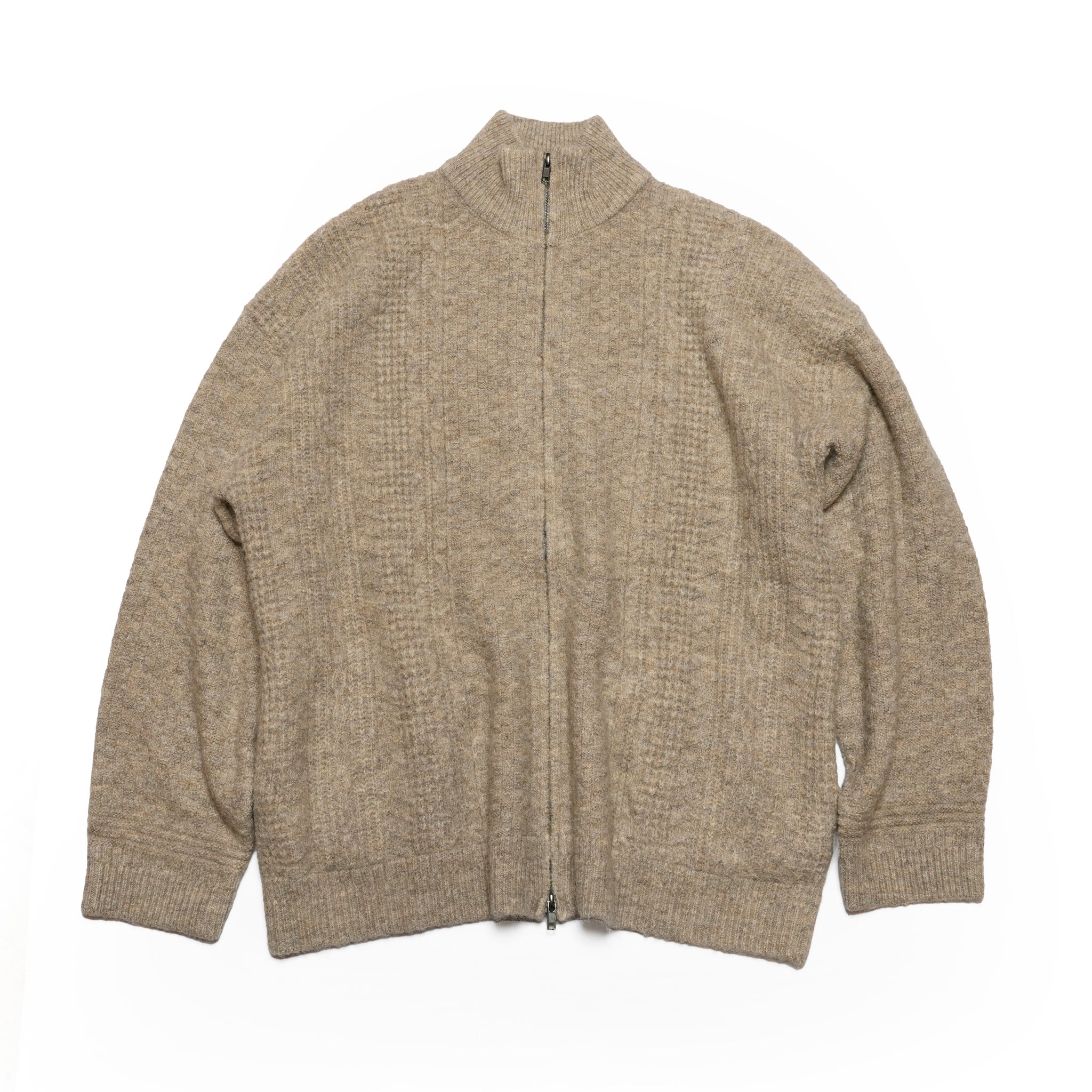 mix yarn knit zip | Color_Beige | No_M-2503452【MODEM DESIGN_モデムデザイン】