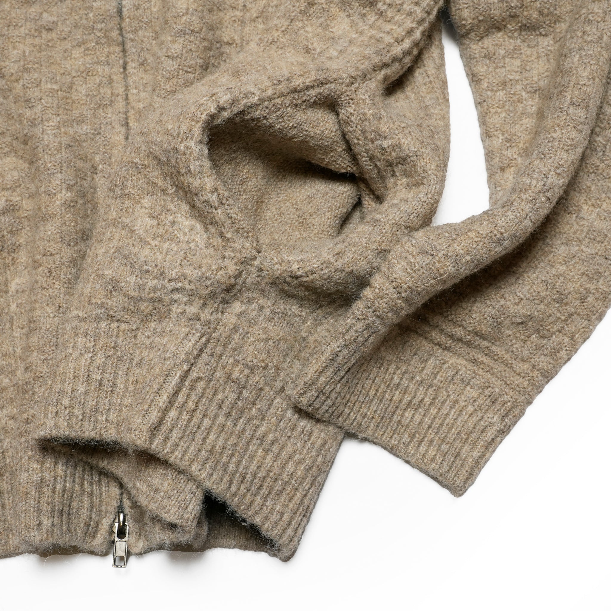 mix yarn knit zip | Color_Beige | No_M-2503452【MODEM DESIGN_モデムデザイン】
