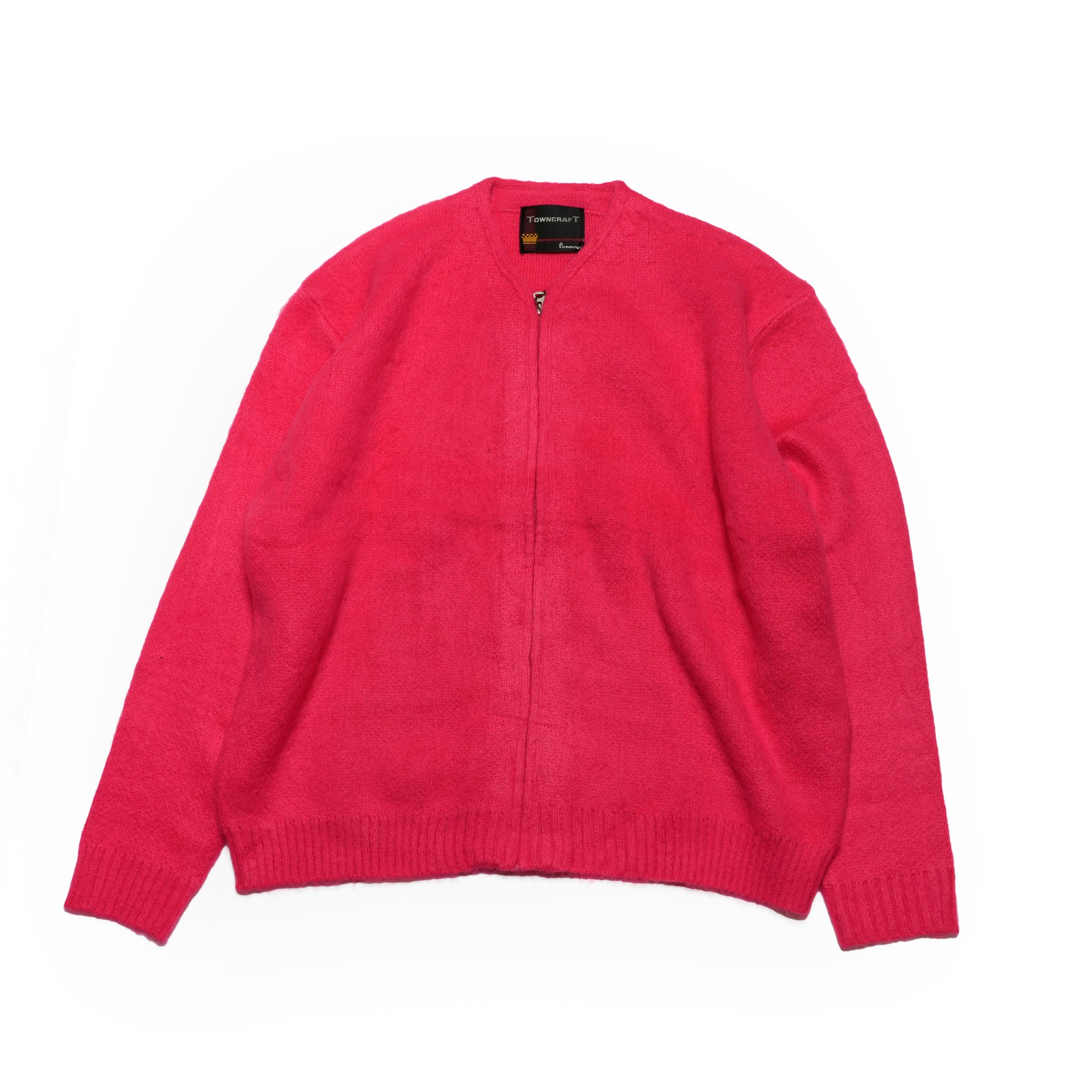 solid shaggy crew cardigan | Color_Pink | No_tc25f013_pink【TOWNCRAFT_タウンクラフト】