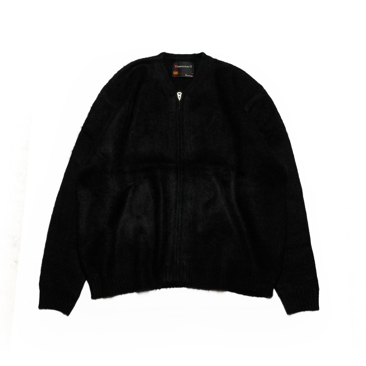 solid shaggy crew cardigan – Black | TOWNCRAFT