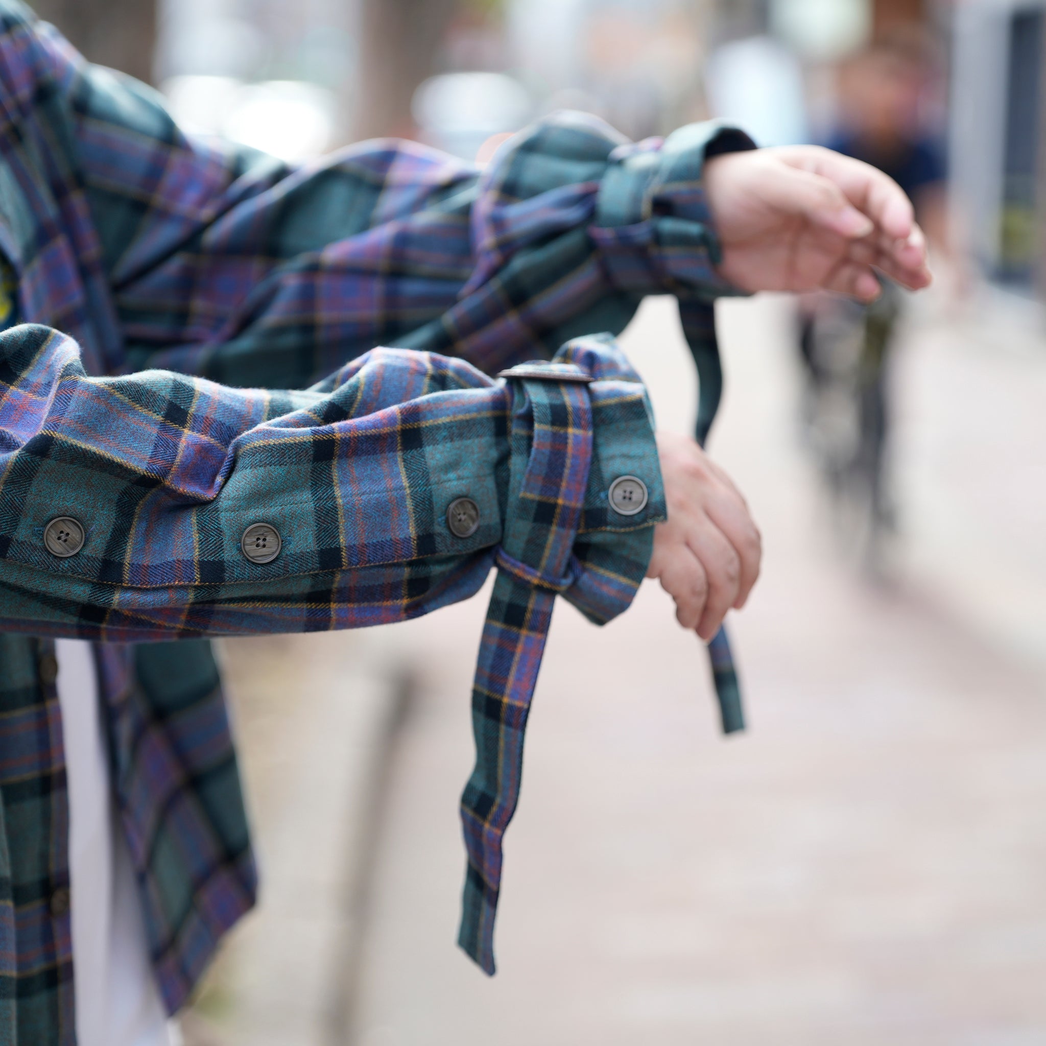 ef404-20 | Check button sleeve shirts | Color:Green Check【EFFECTEN_エフェクテン】