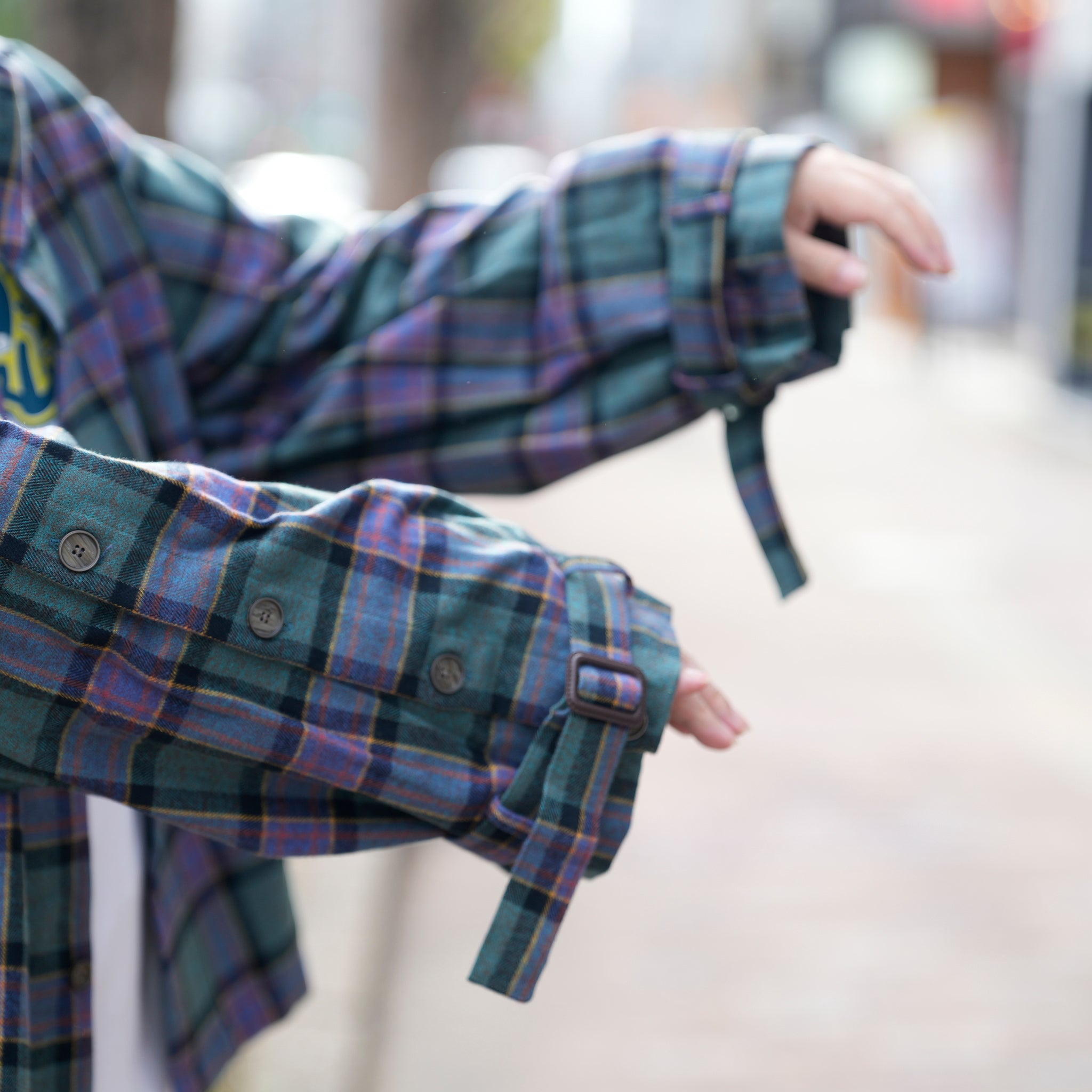 ef404-20 | Check button sleeve shirts | Color:Green Check【EFFECTEN_エフェクテン】